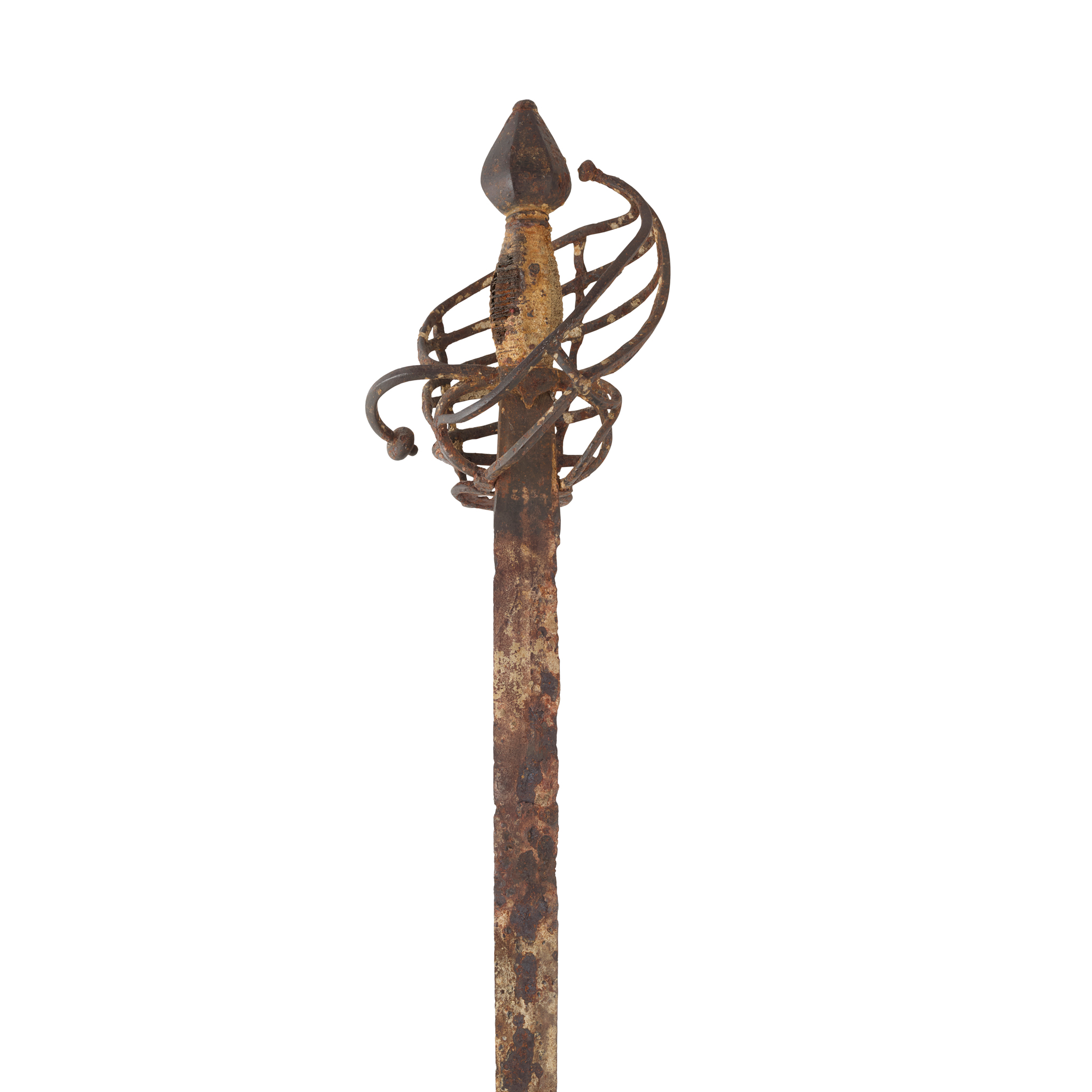 A LATE 16TH/ EARLY 17TH CENTURY LATTICE FORMED BASKET-HILTED SWORD