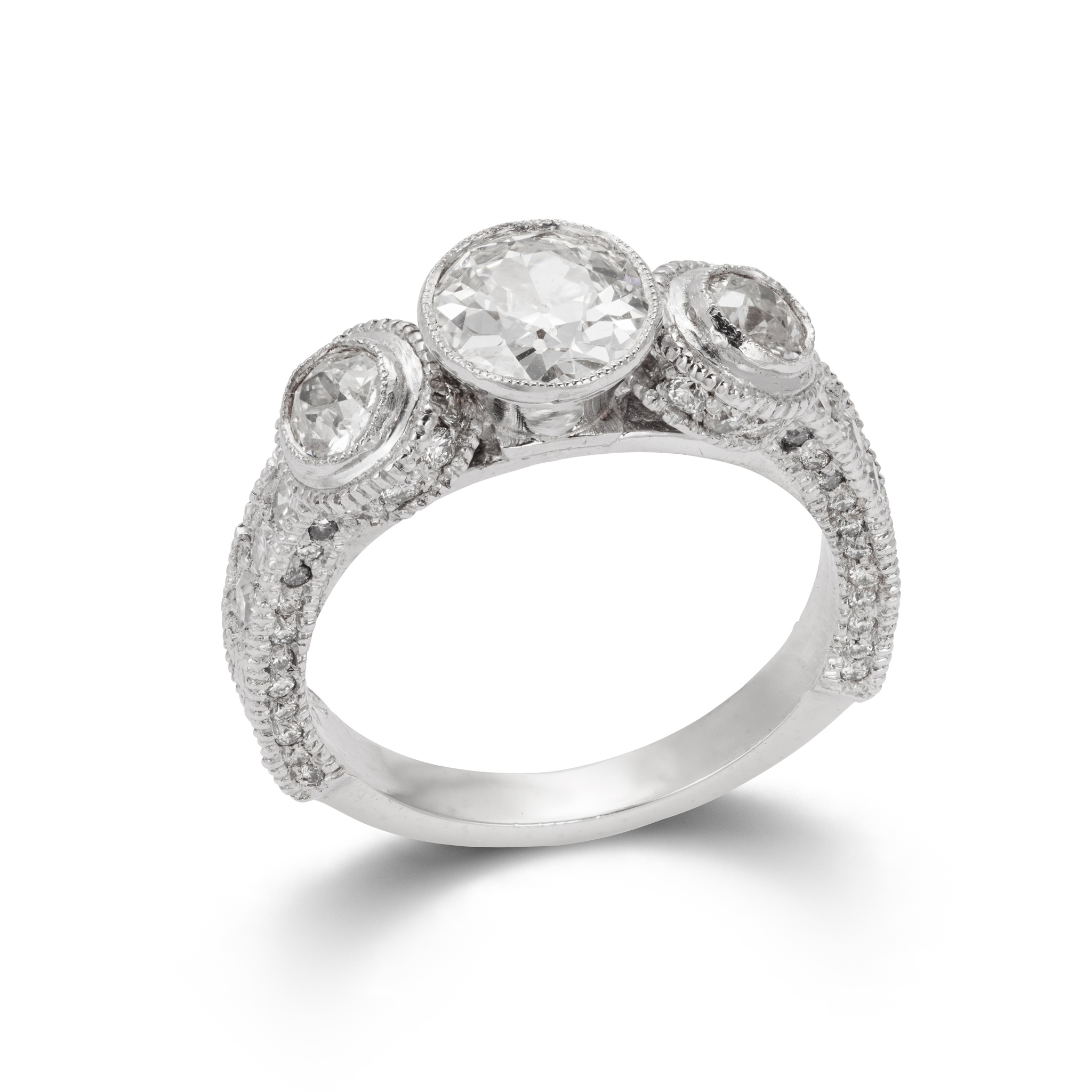 A diamond three-stone ring