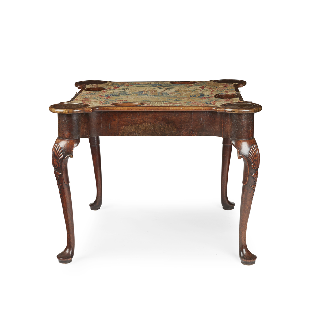 QUEEN ANNE BURR WALNUT FOLDOVER CARD TABLE