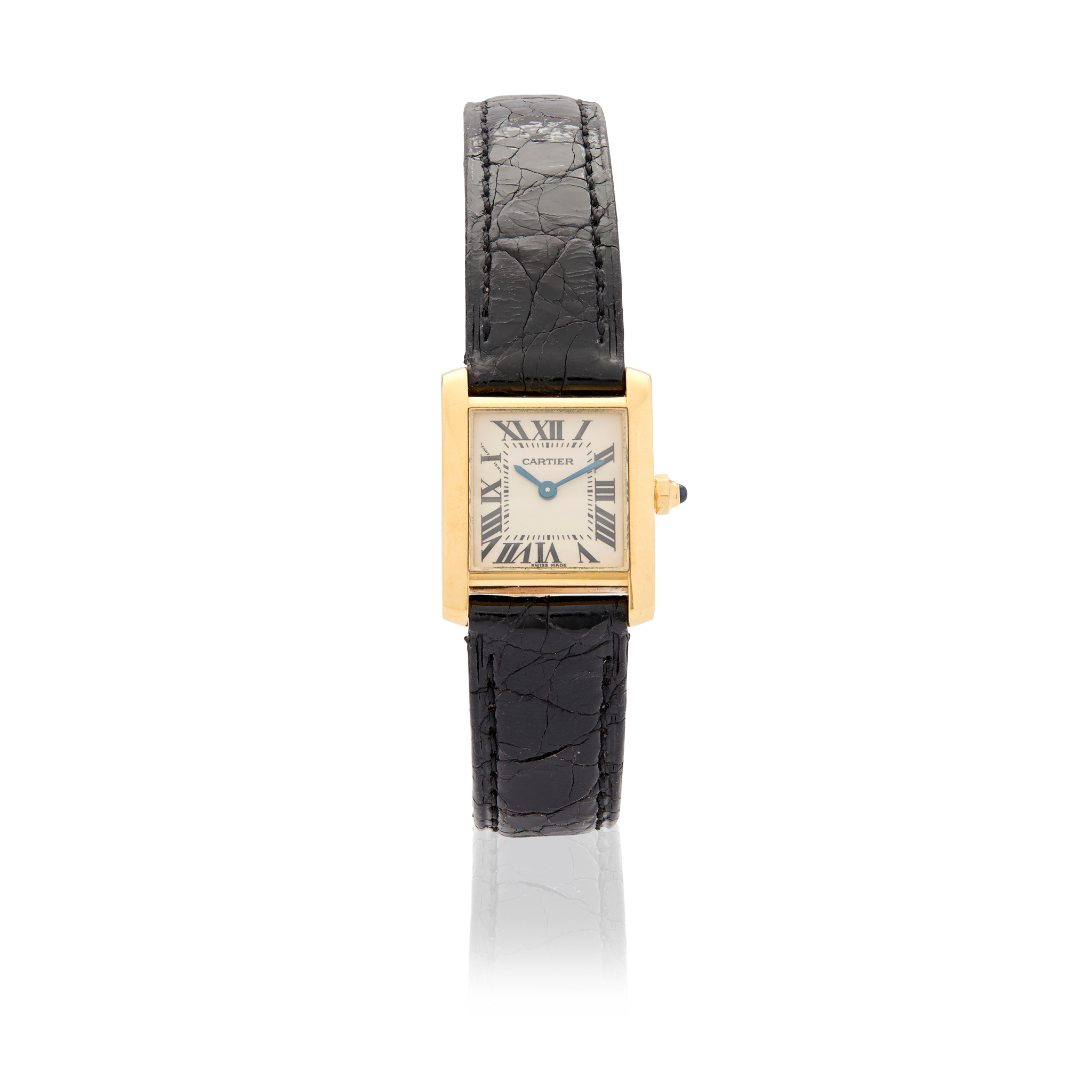 Cartier. An 18k gold rectangular quartz wristwatch