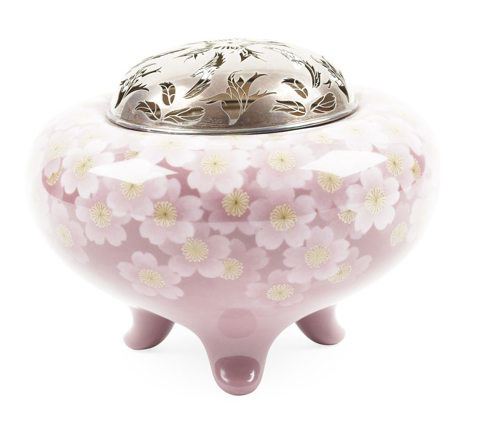 JAPANESE ENAMEL PLIQUE-A-JOUR INCENSE BURNER