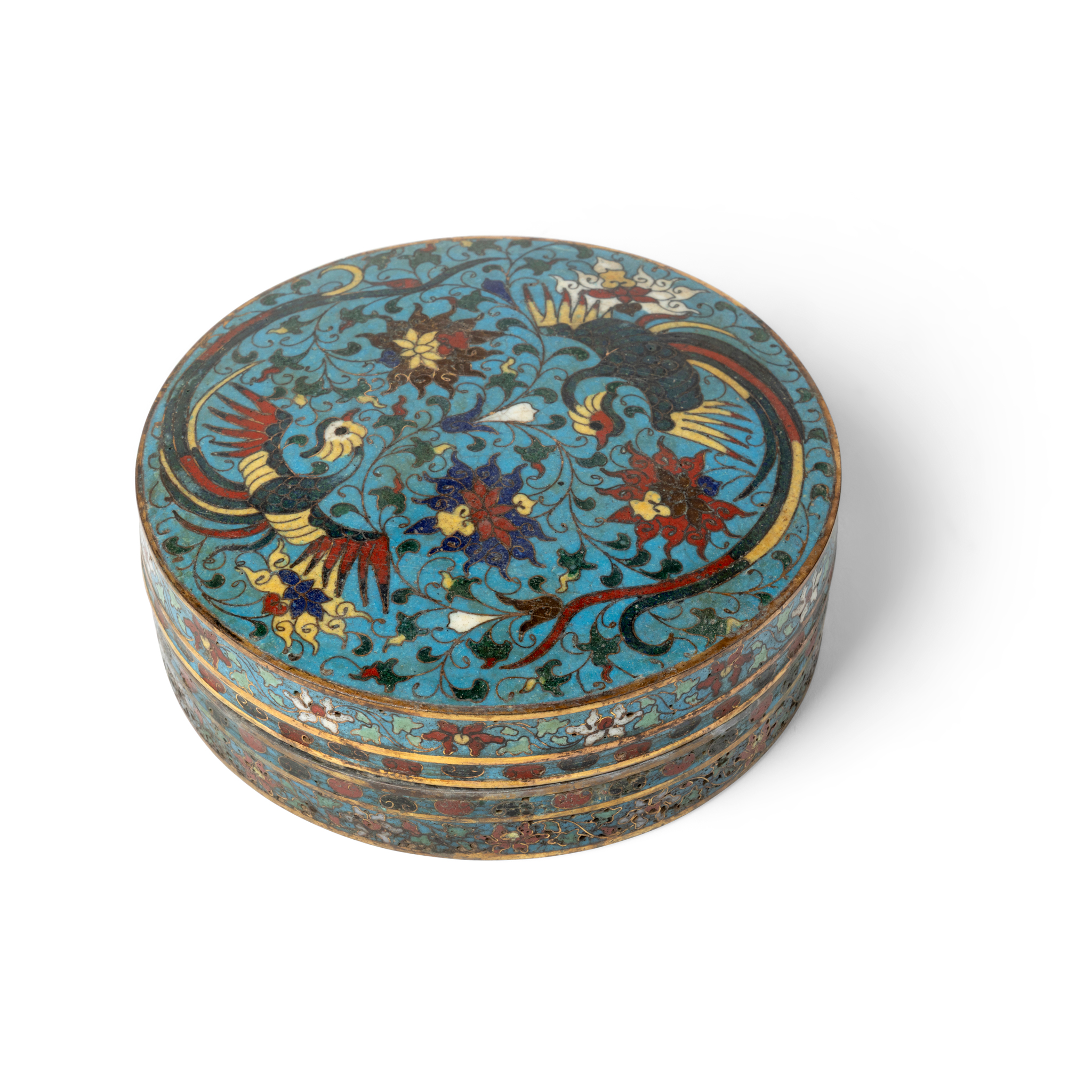 CHINESE CLOISONNÉ ENAMEL 'PHOENIX' BOX AND COVER