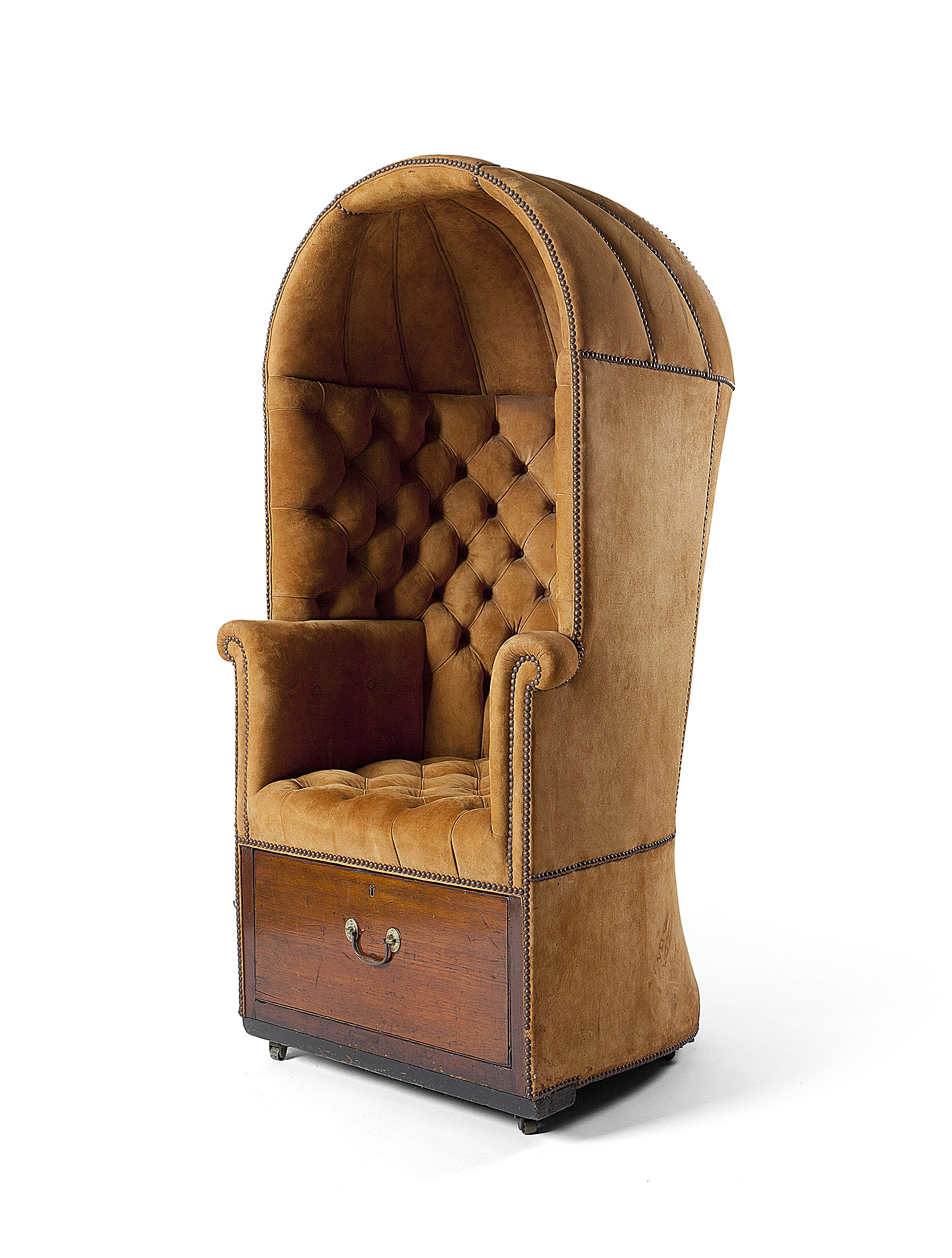 REGENCY MAHOGHANY AND UPHOLSTERED PORTER'S CHAIR