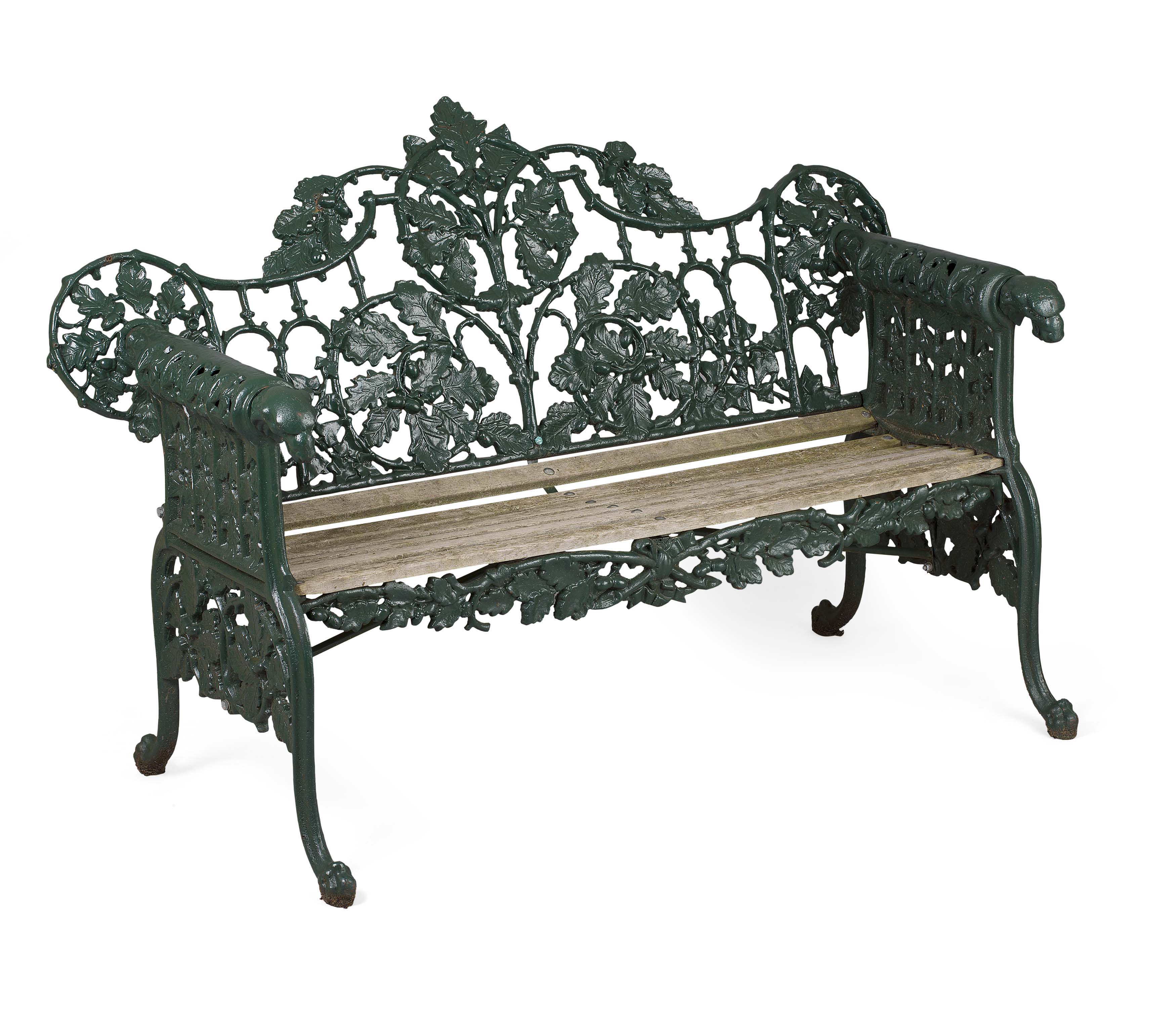 COALBROOKDALE STYLE PAINTED CAST IRON BENCH