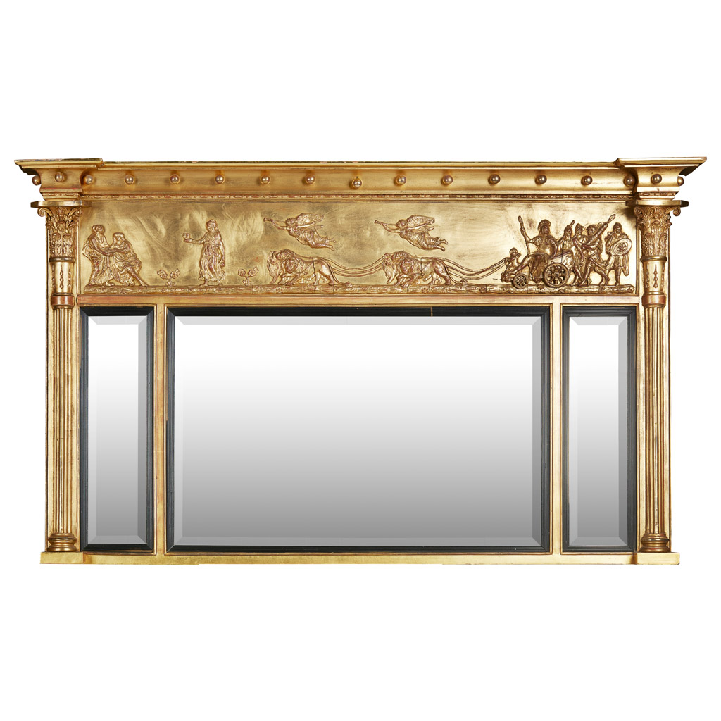 REGENCY GILTWOOD TRIPLE OVERMANTEL MIRROR