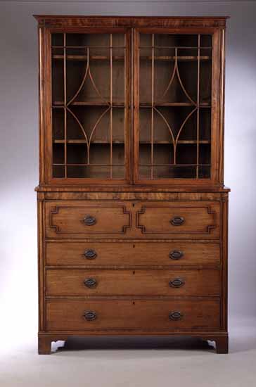 A George III mahogany secretaire bookcase