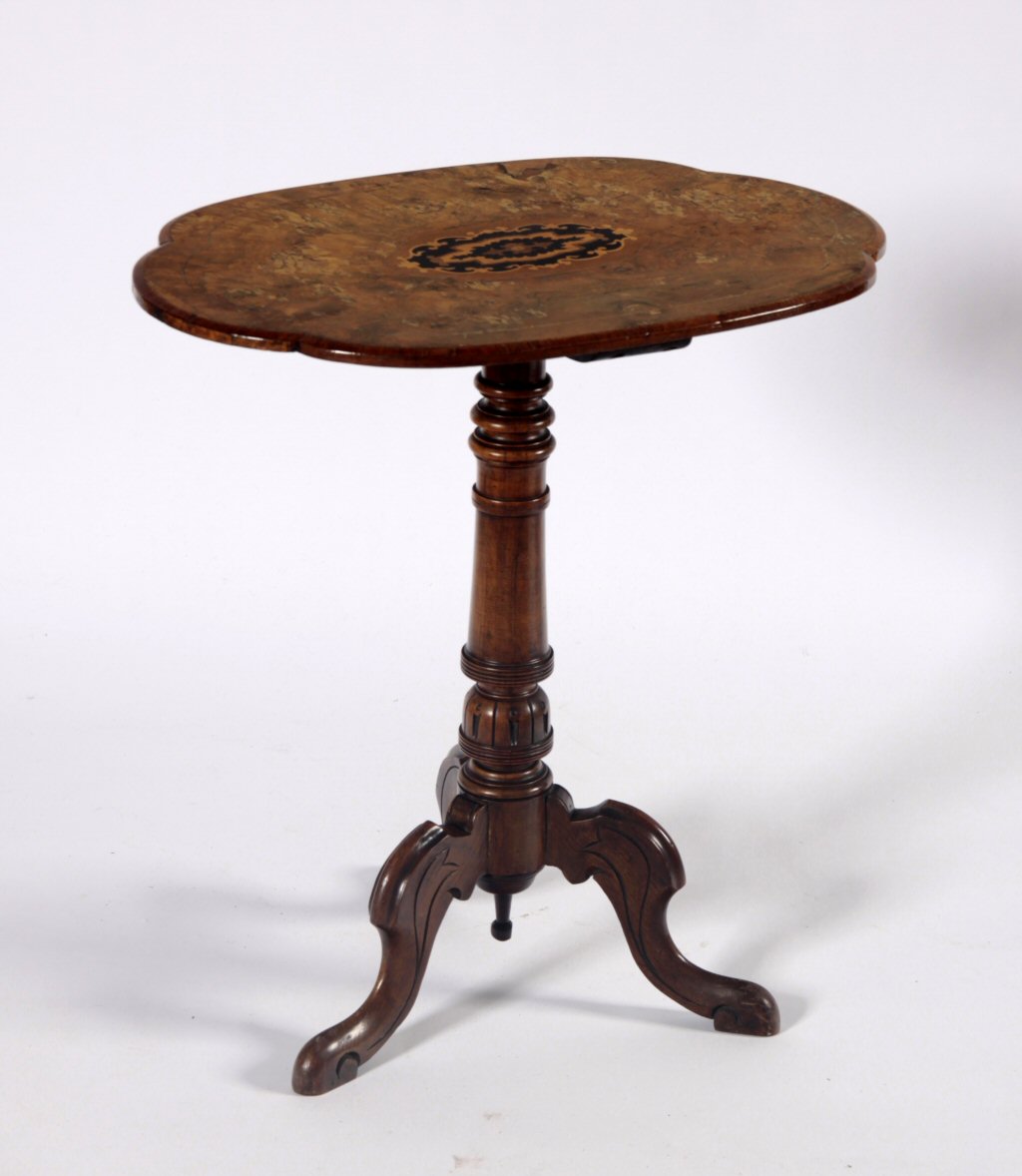 VICTORIAN WALNUT MARQUETRY OCCASIONAL TABLE