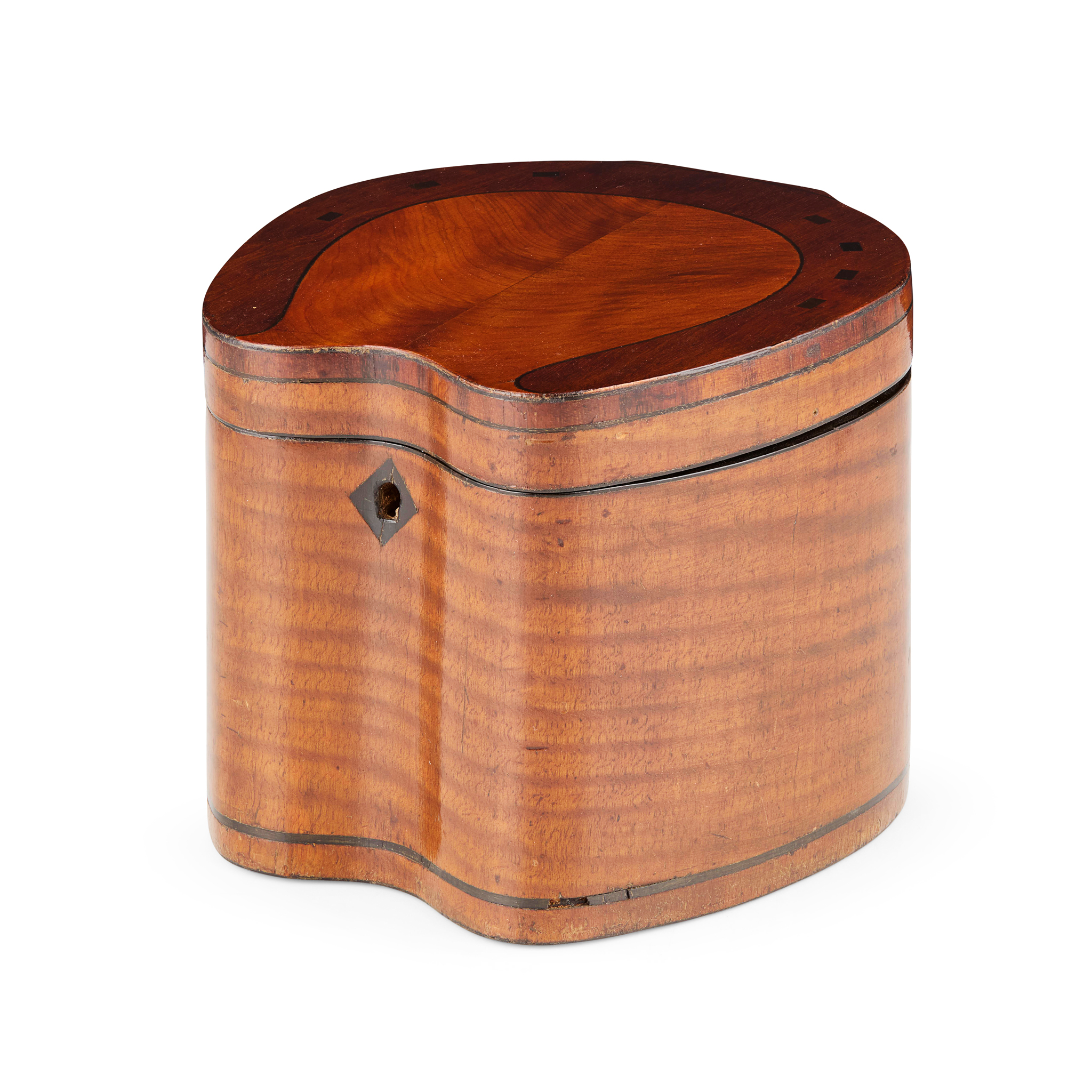 MAHOGANY TEA CADDY IN THE FORM OF A HORSESHOE