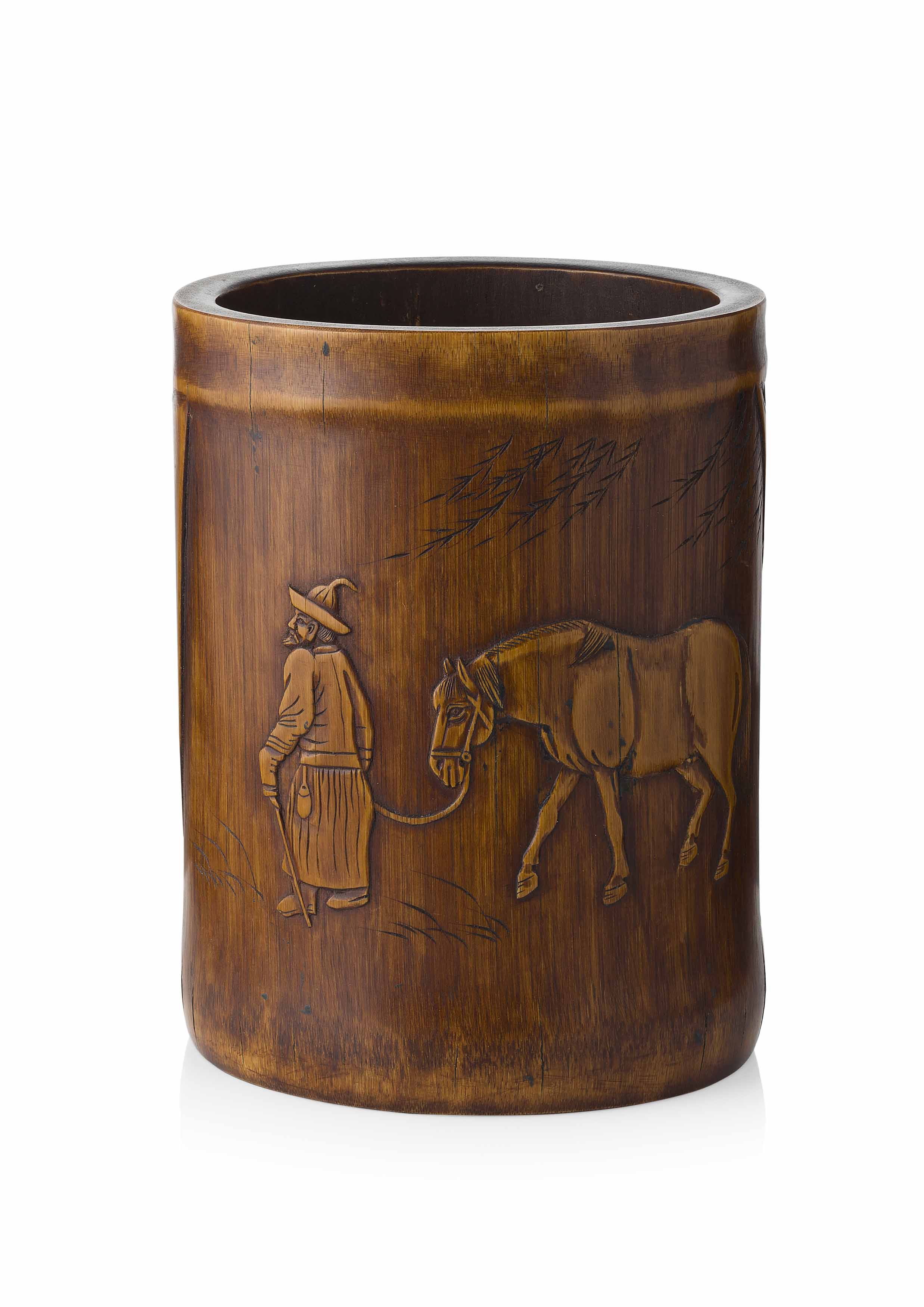 CARVED BAMBOO BRUSH POT, BITONG