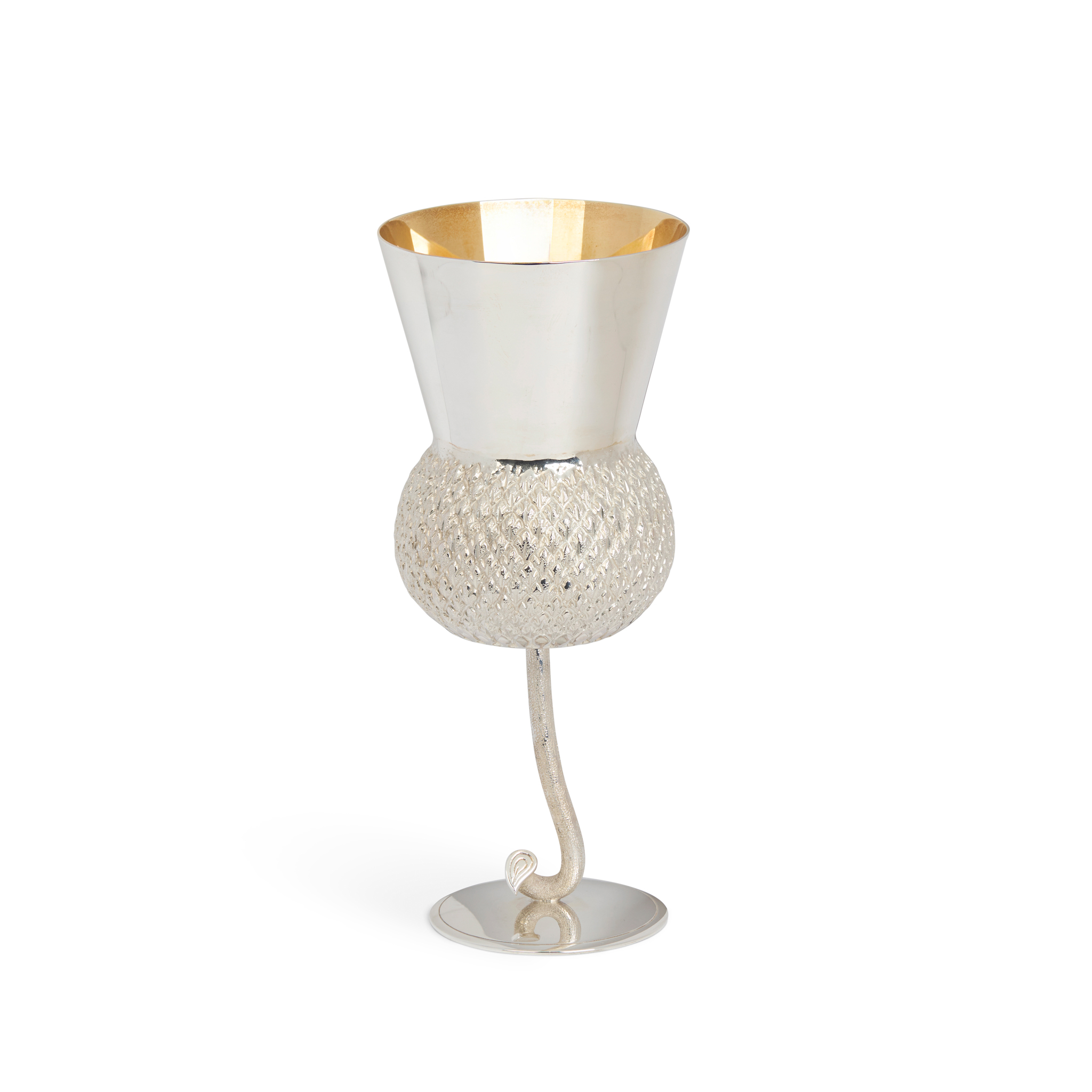 CONTEMPORARY SILVER STEMMED THISTLE GOBLET
