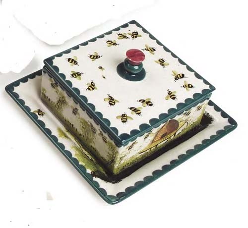 A Wemyss comb honey dish, cover and tray,