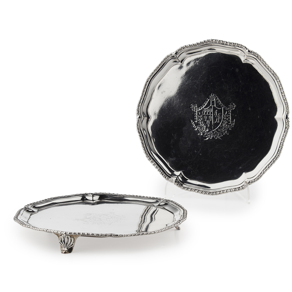 A pair of George III salvers