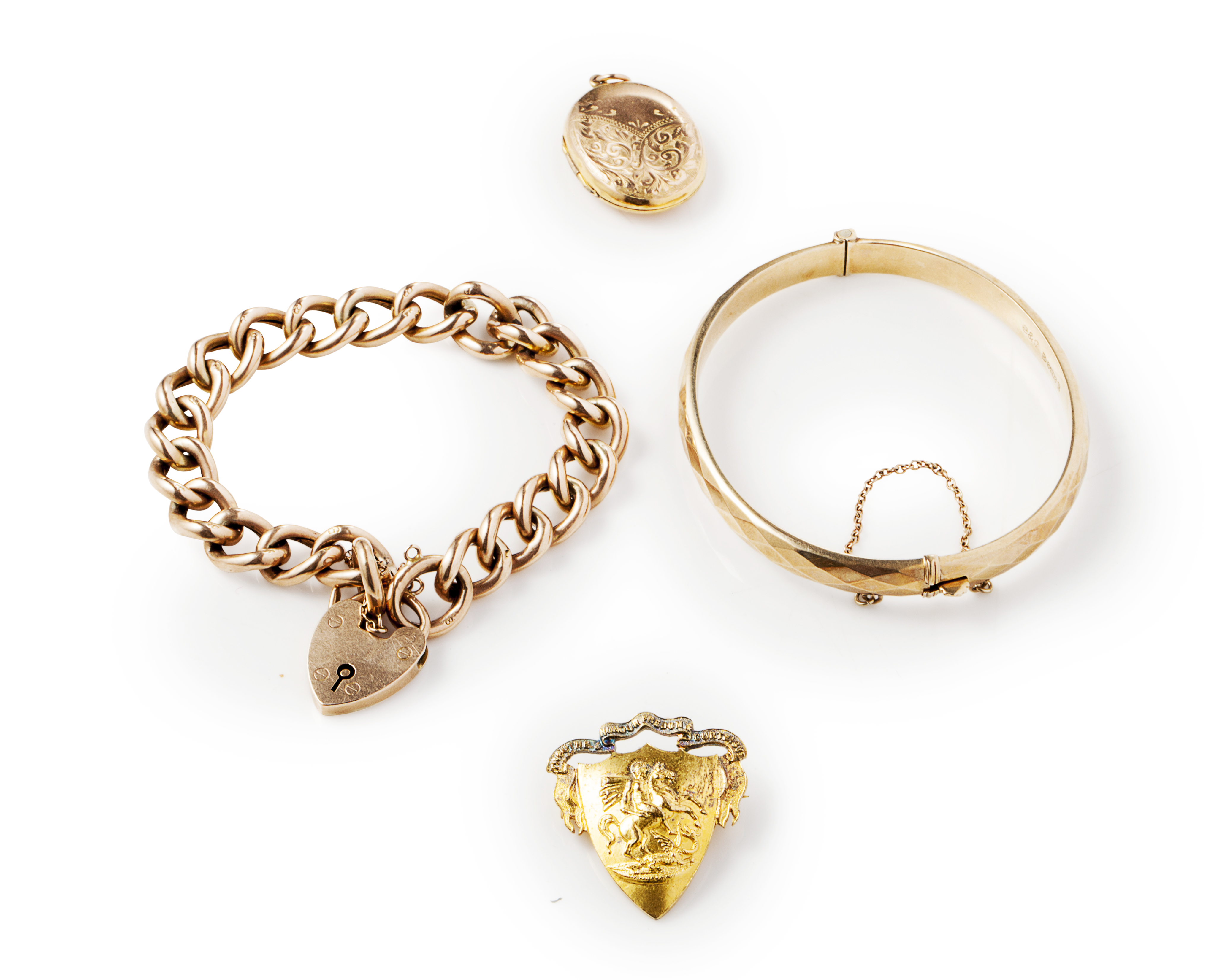 A collection of gold jewellery