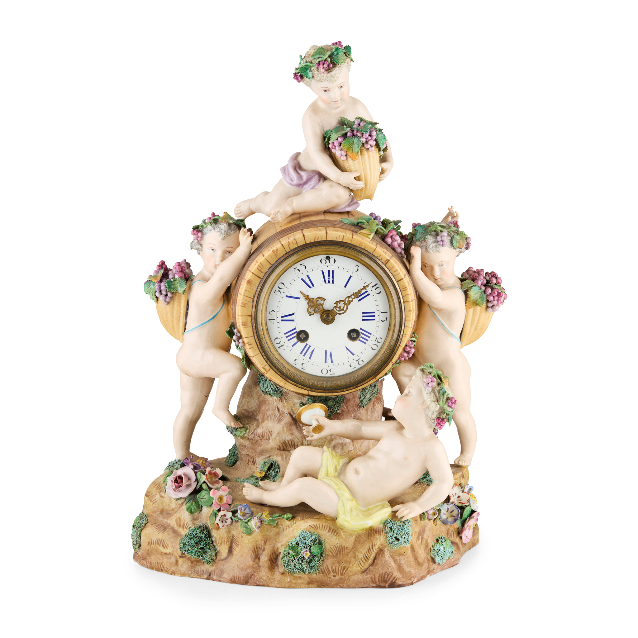 MEISSEN STYLE PORCELAIN MANTEL CLOCK