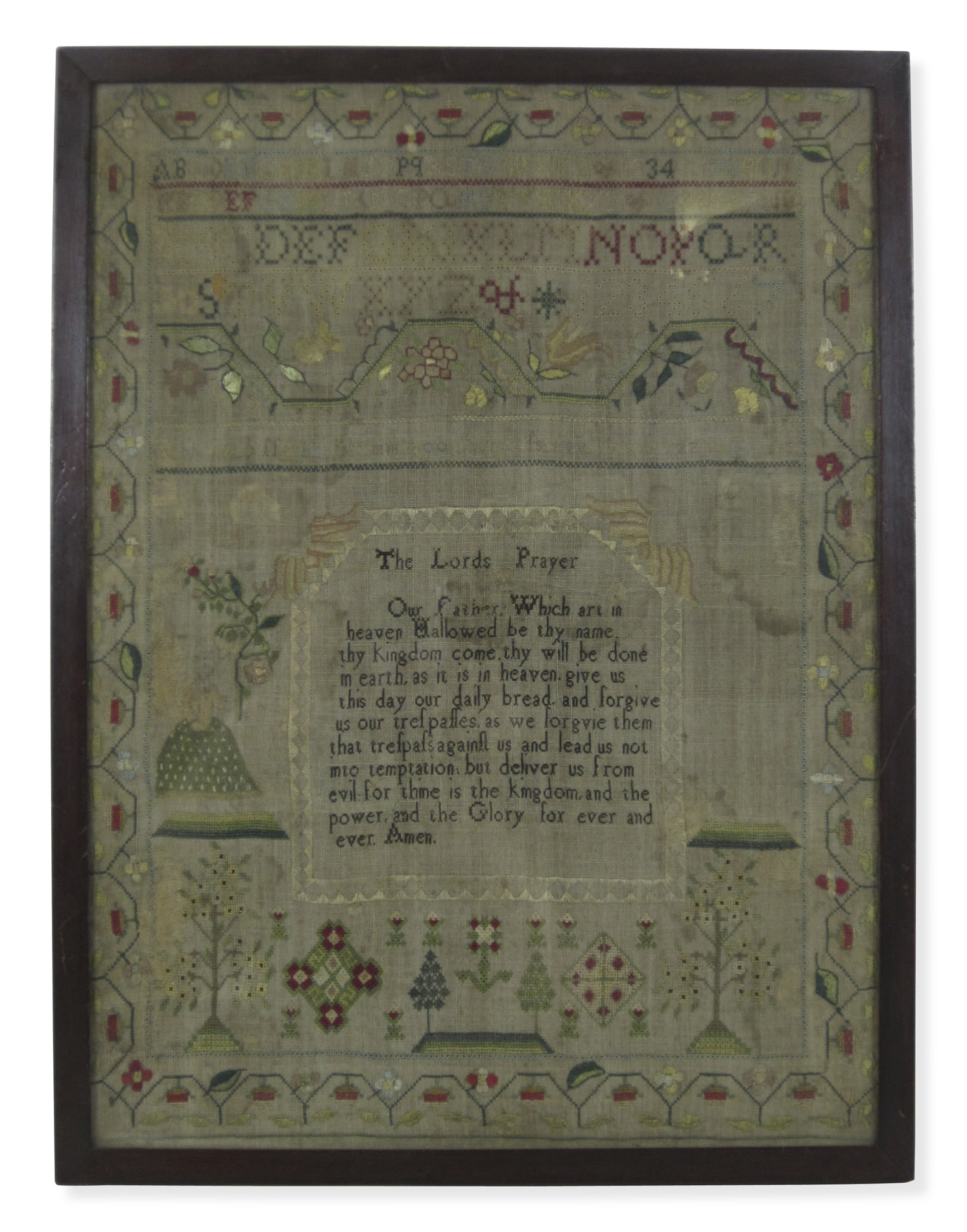 FRAMED NEEDLEWORK SAMPLER
