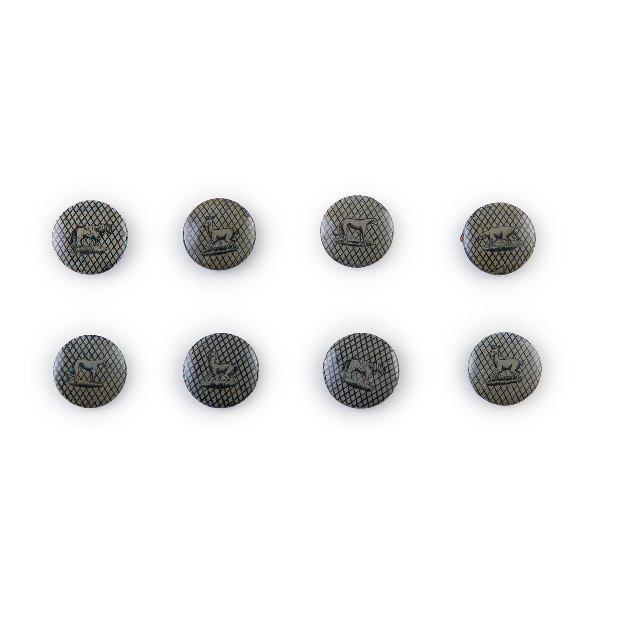 EIGHT MAUCHLINE WARE BUTTONS