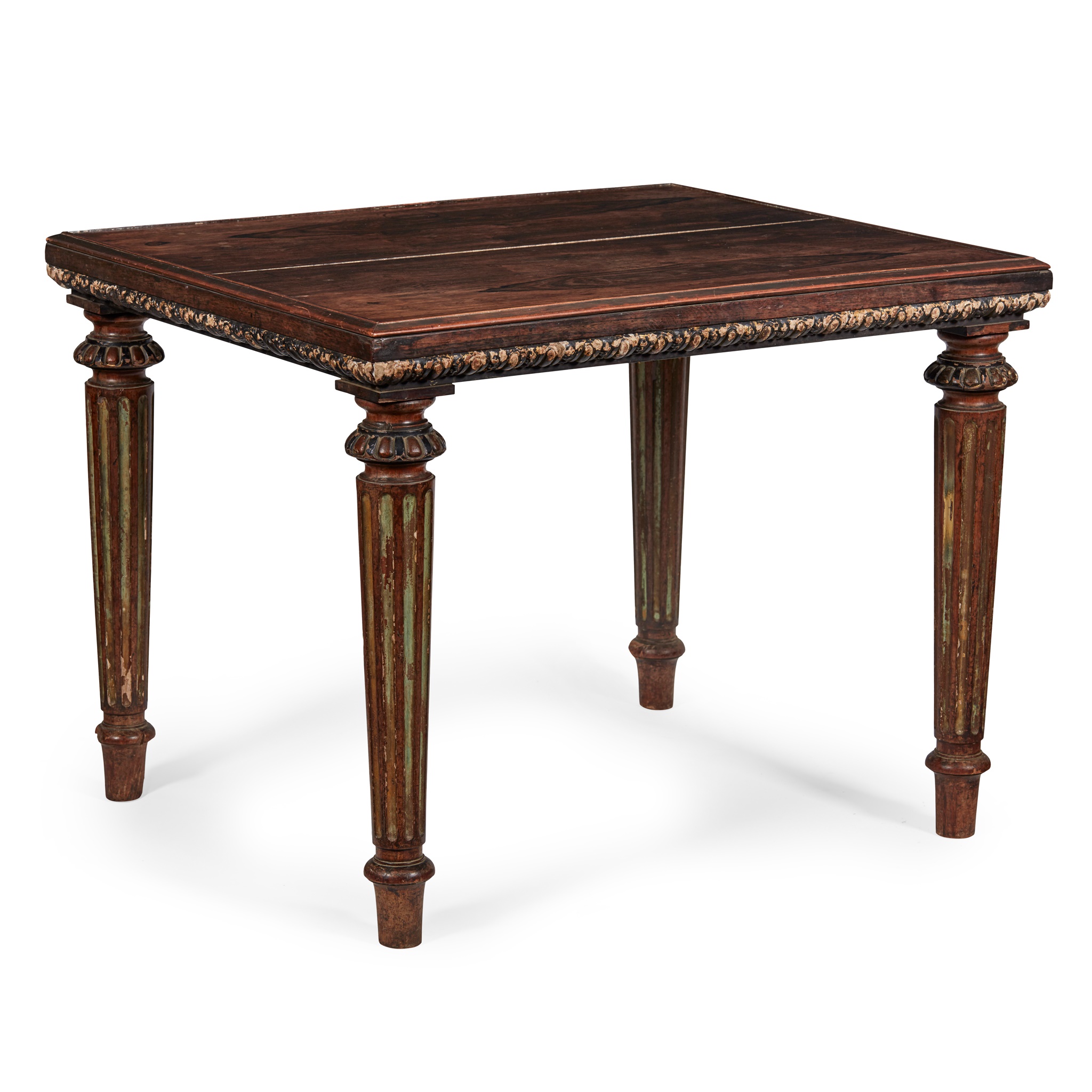 GEORGIAN ROSEWOOD, PARCEL GILT, EBONISED AND PAINTED CENTRE TABLE
