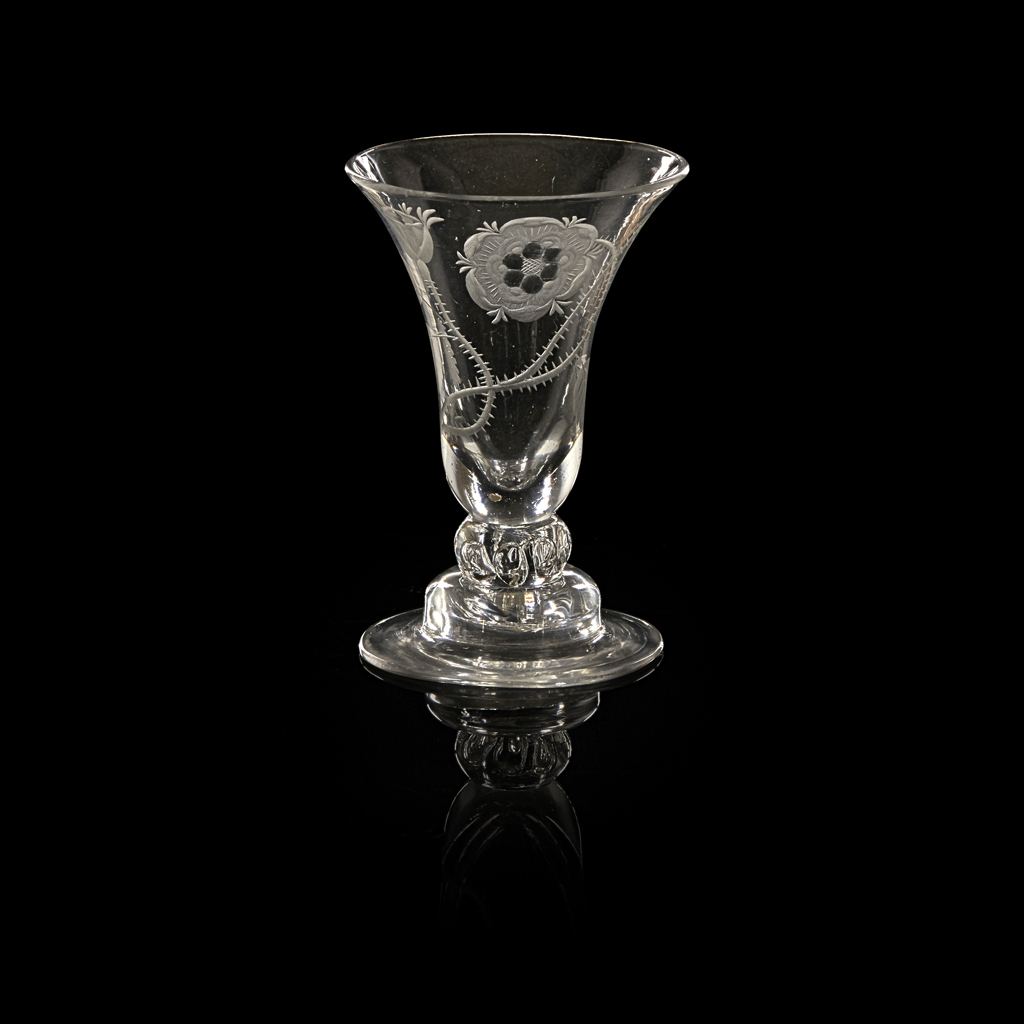 A RARE JACOBITE SYLLABUB GLASS