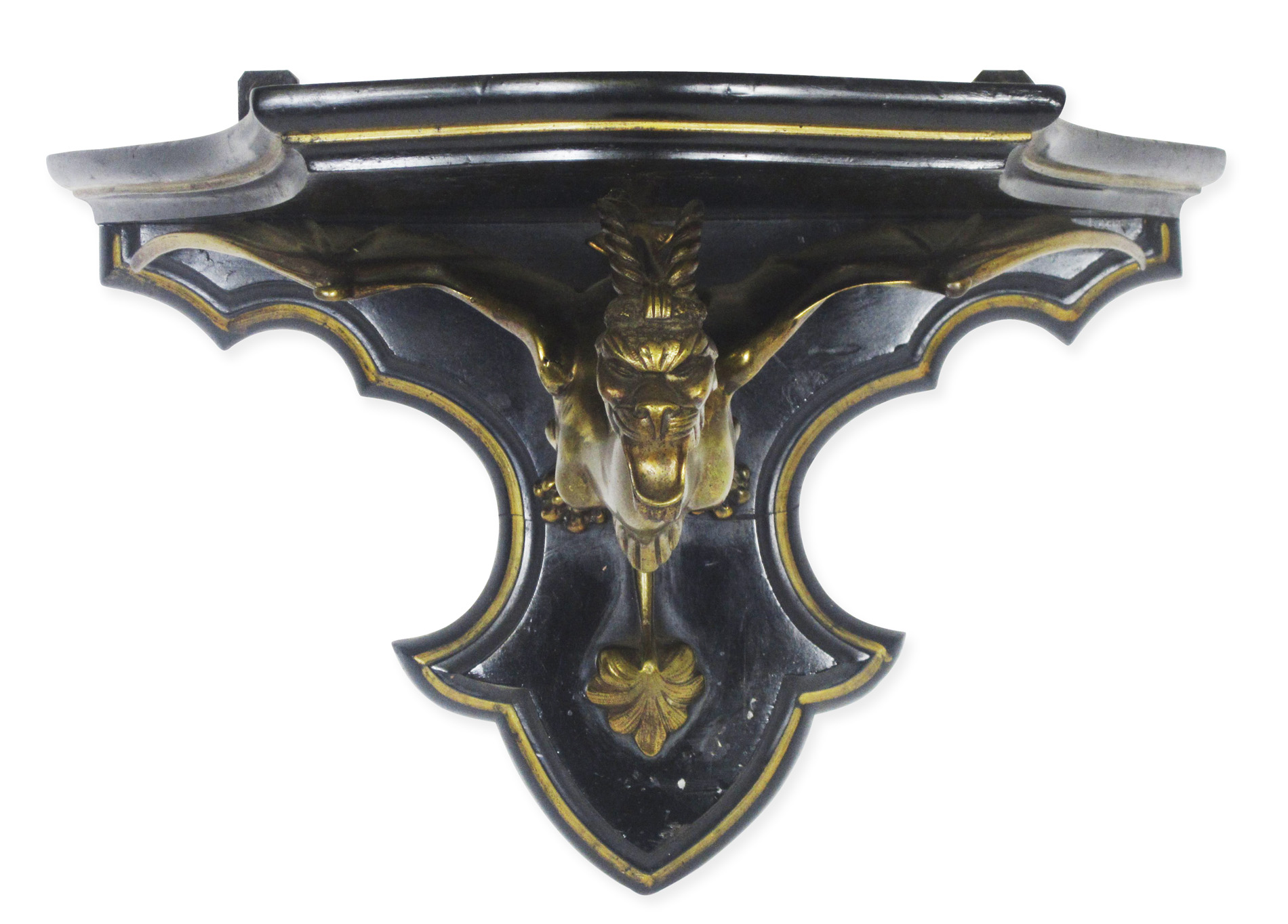 PAIR OF EBONISED WALL BRACKETS