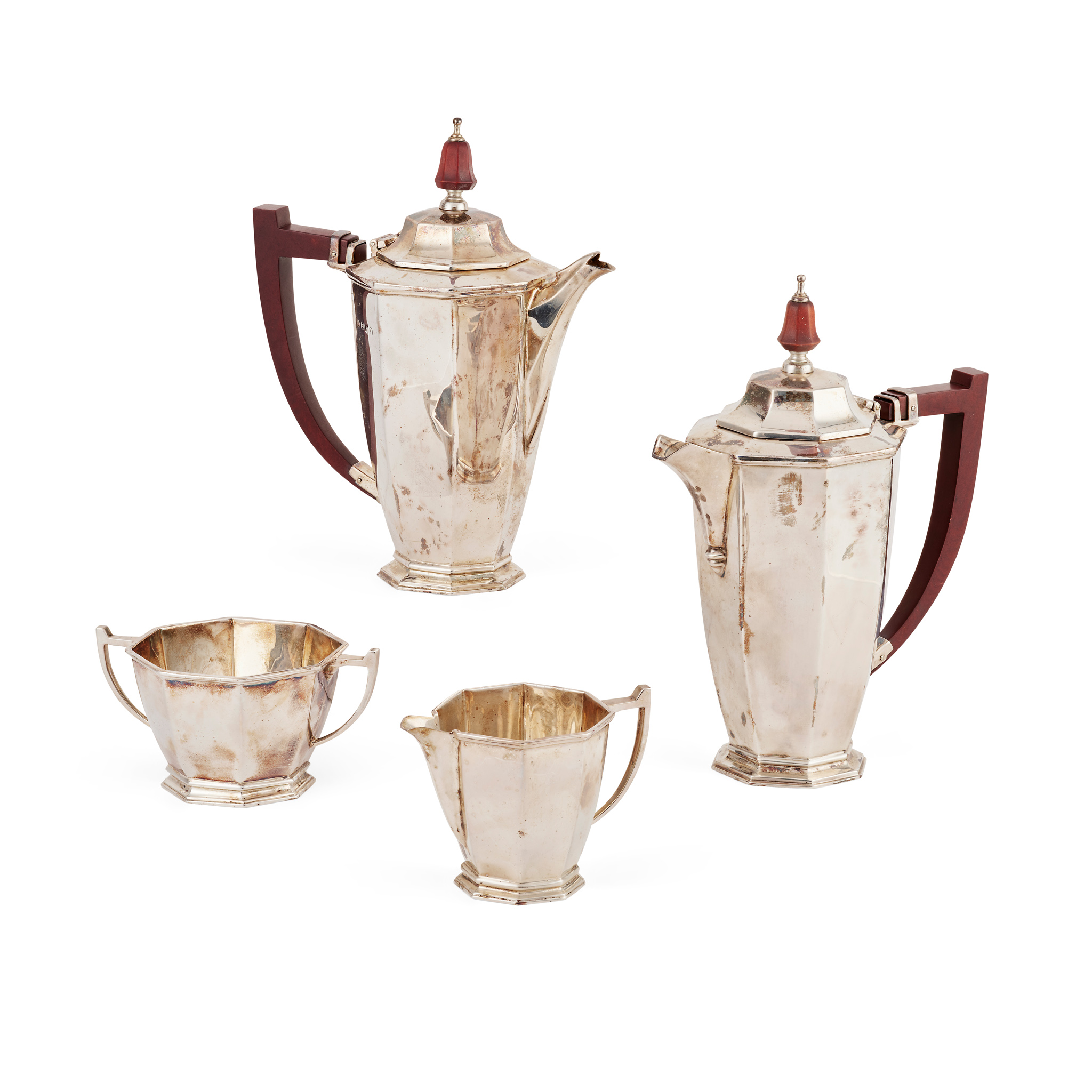 A CASED MATCHED 1920s FOUR-PIECE COFFEE-SERVICE