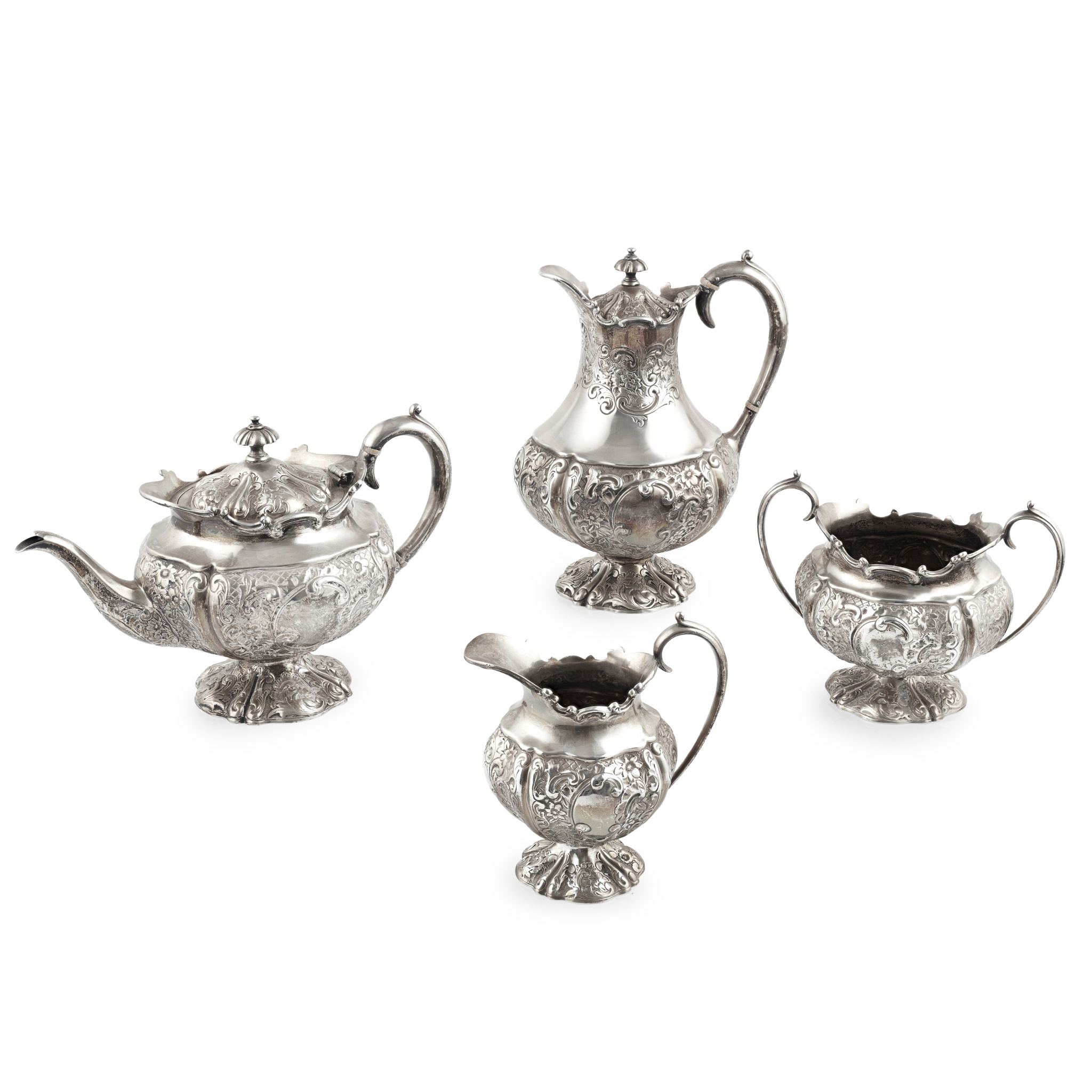 A late Victorian four-piece tea set