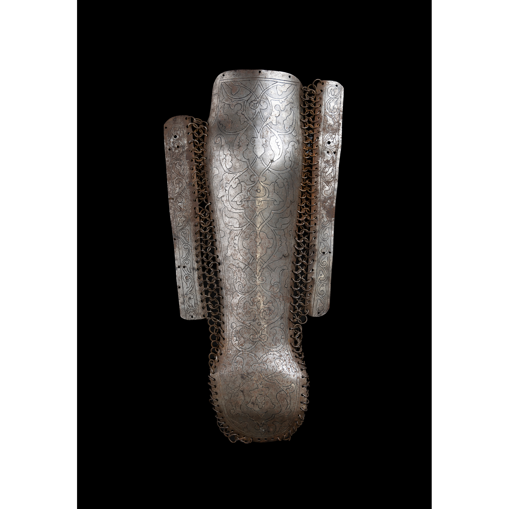 A STEEL ARMGUARD WITH THE MARK OF THE OTTOMAN COURT ARSENAL