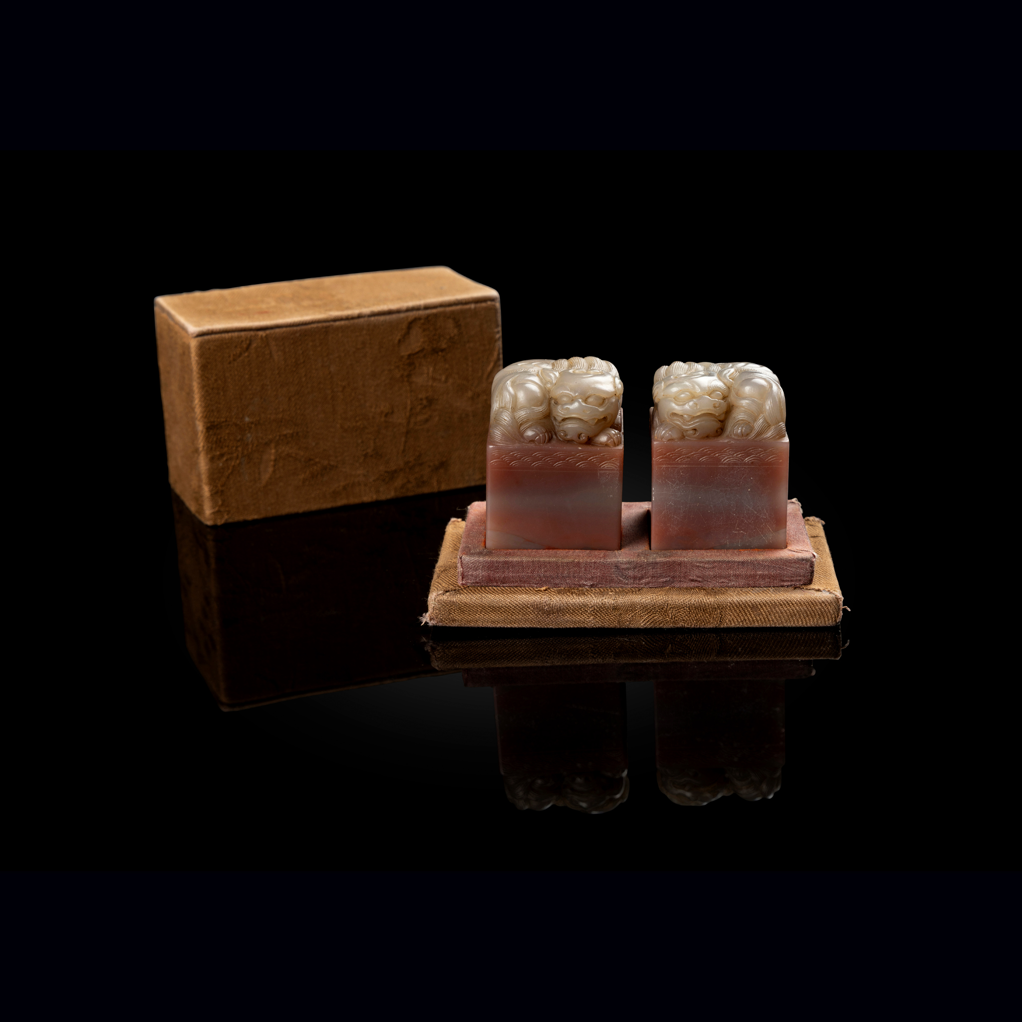 TWO CHINESE SOAPSTONE 'BUDDHIST LION' SEALS