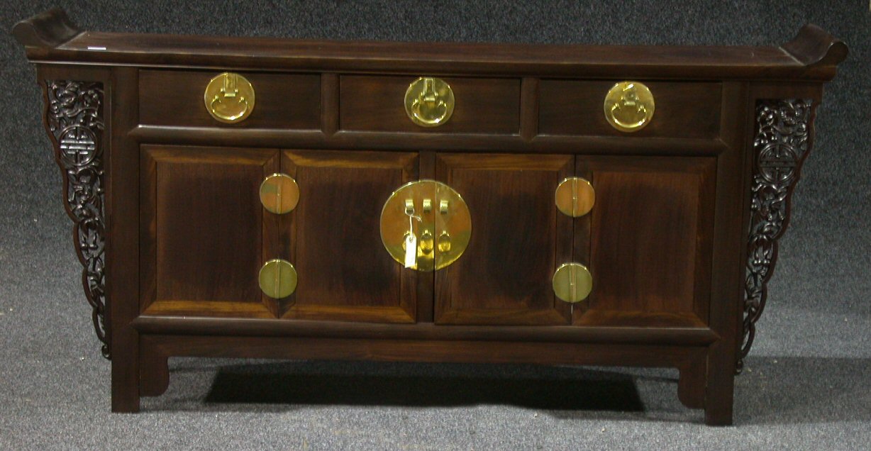 A Chinese hardwood sideboard,