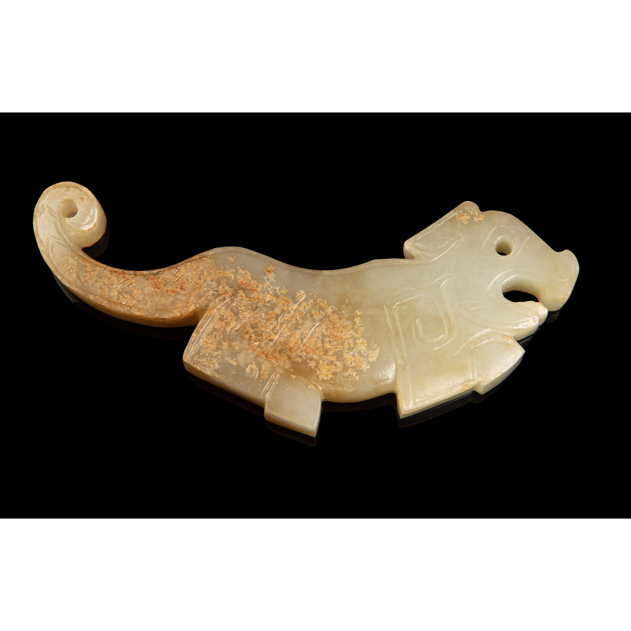 PALE CELADON JADE CARVING OF A TIGER