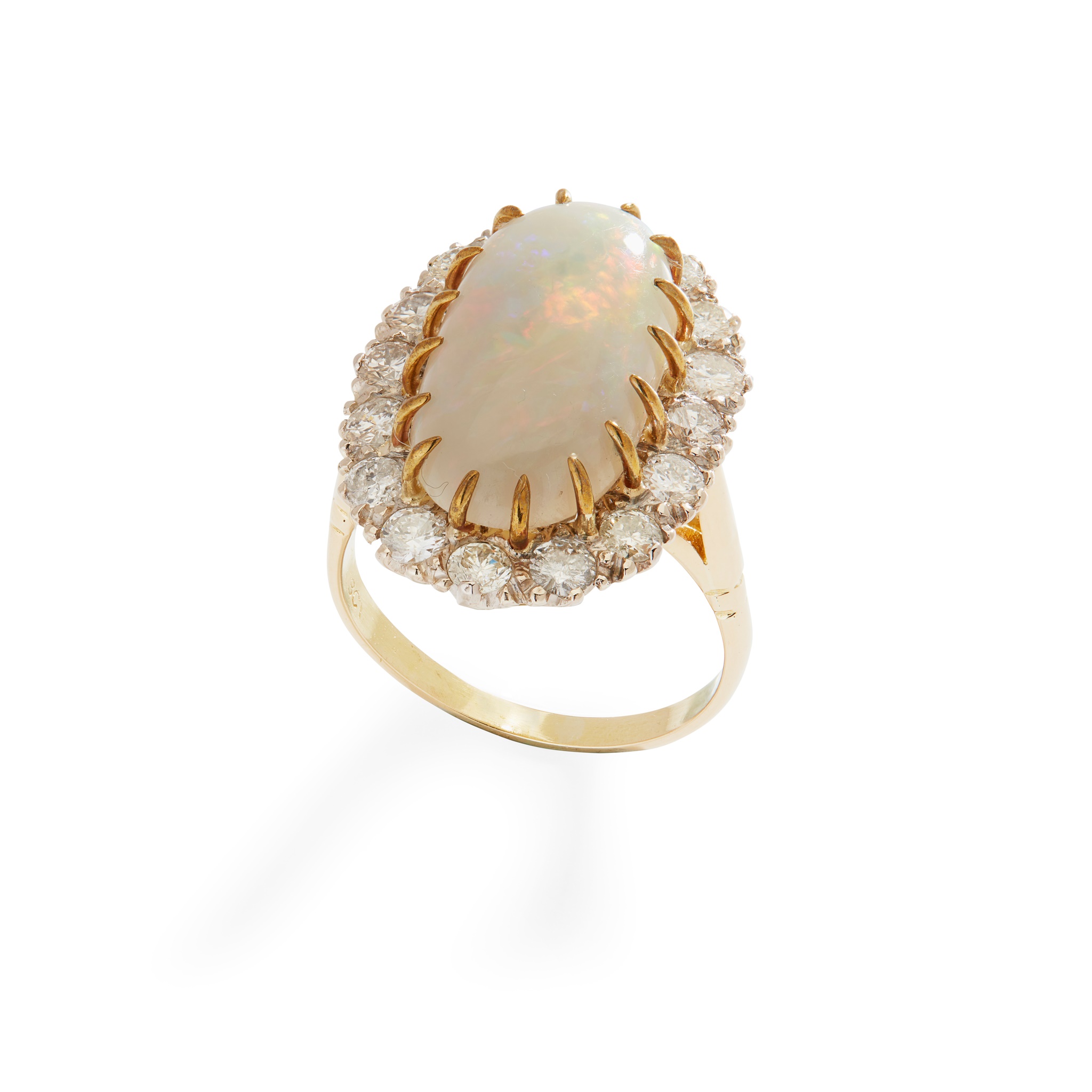 An opal and diamond cluster ring