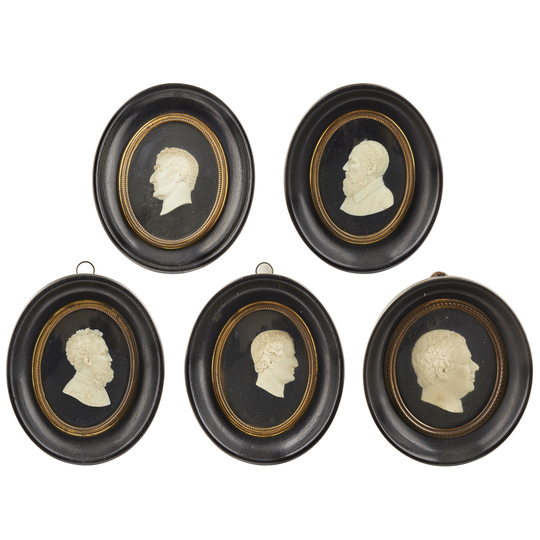 FIVE TASSIE STYLE CAMEO IVORY PORTRAITS