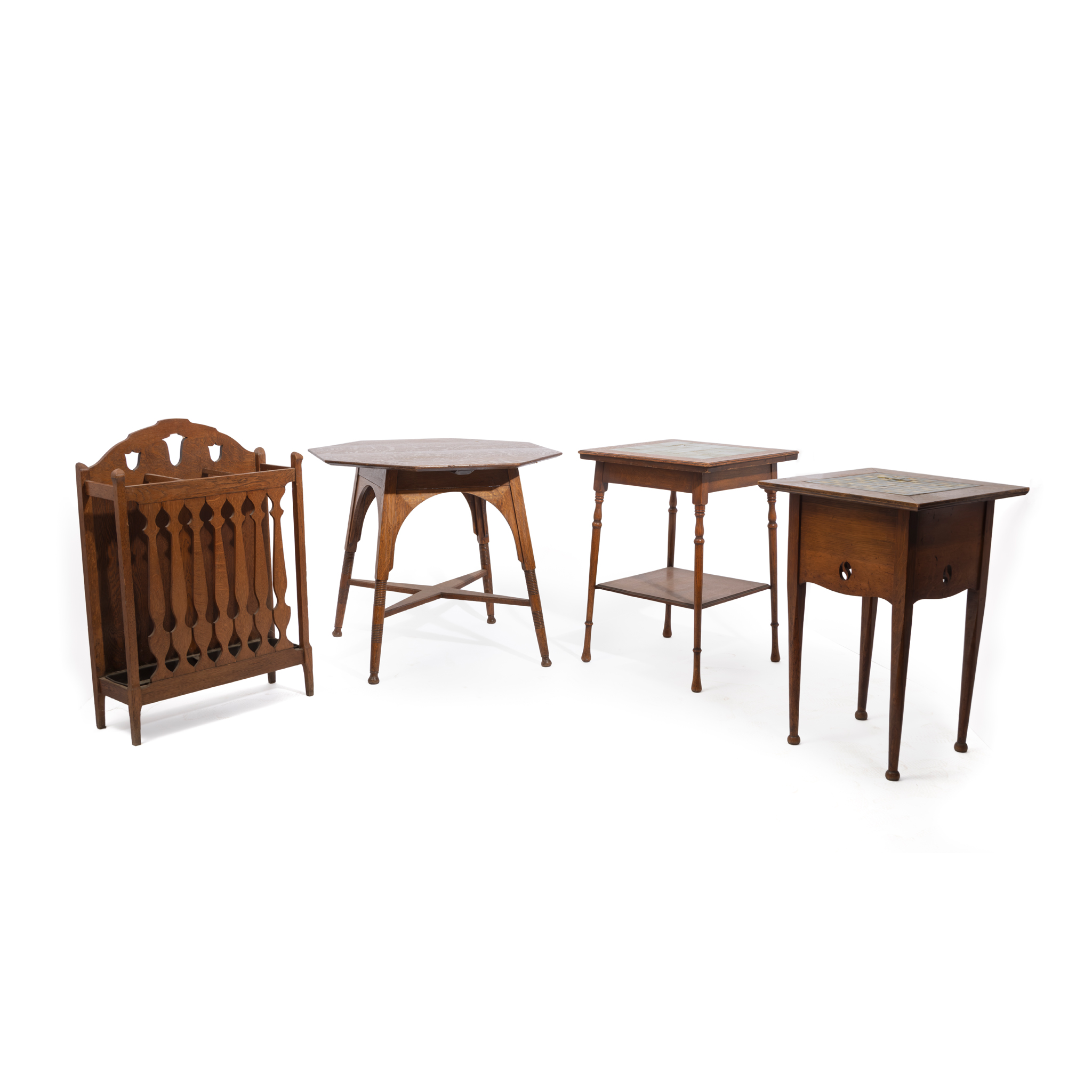 A GROUP OF ARTS AND CRAFTS OAK OCCASIONAL FURNITURE