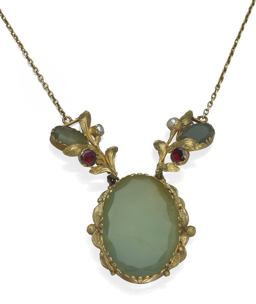 An Arts and Crafts style multi-gem set necklace,