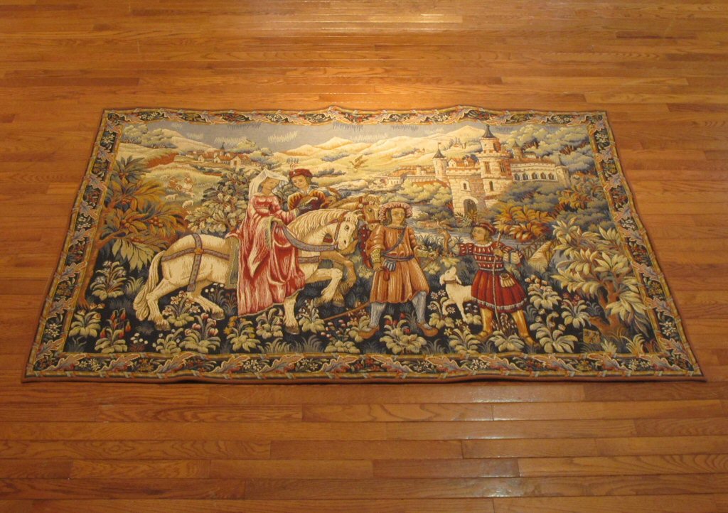Five French machine woven tapestries Of recent manufacture