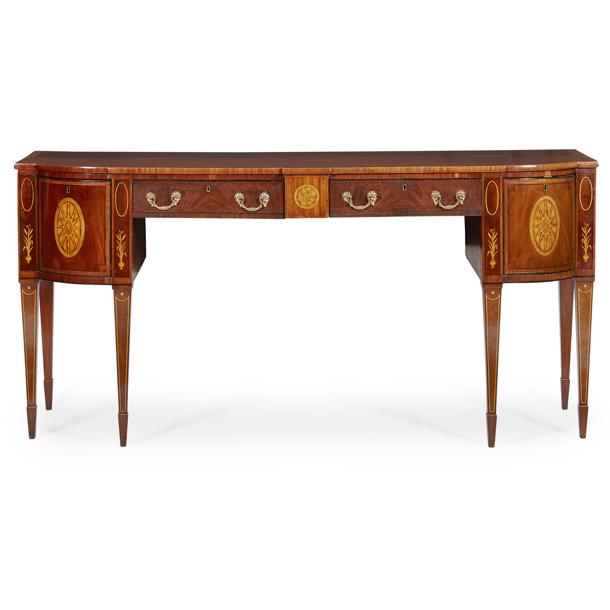 SCOTTISH MAHOGANY AND SATINWOOD MARQUETRY SIDEBOARD