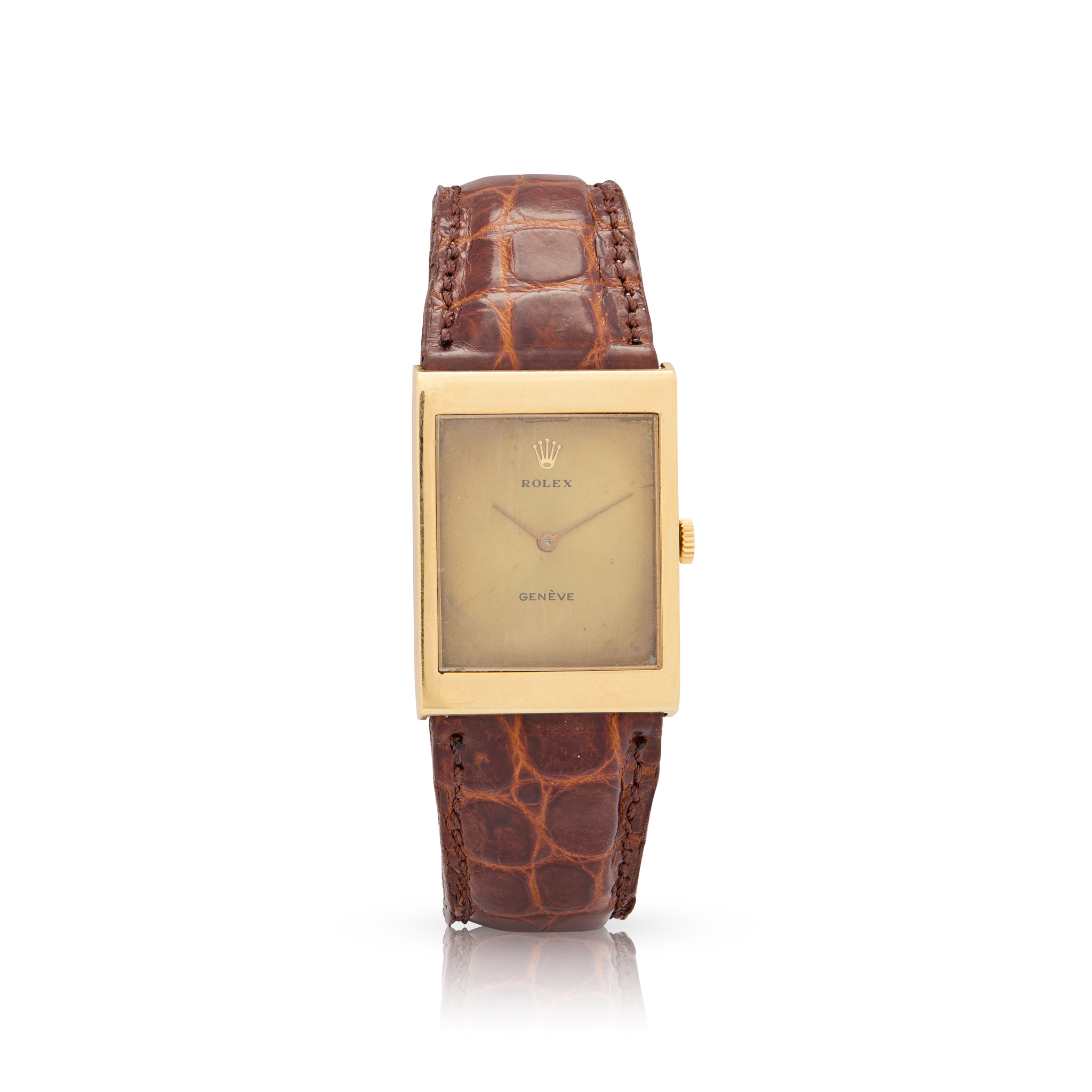 Rolex. An unusual 18k yellow gold rectangular mechanical wristwatch