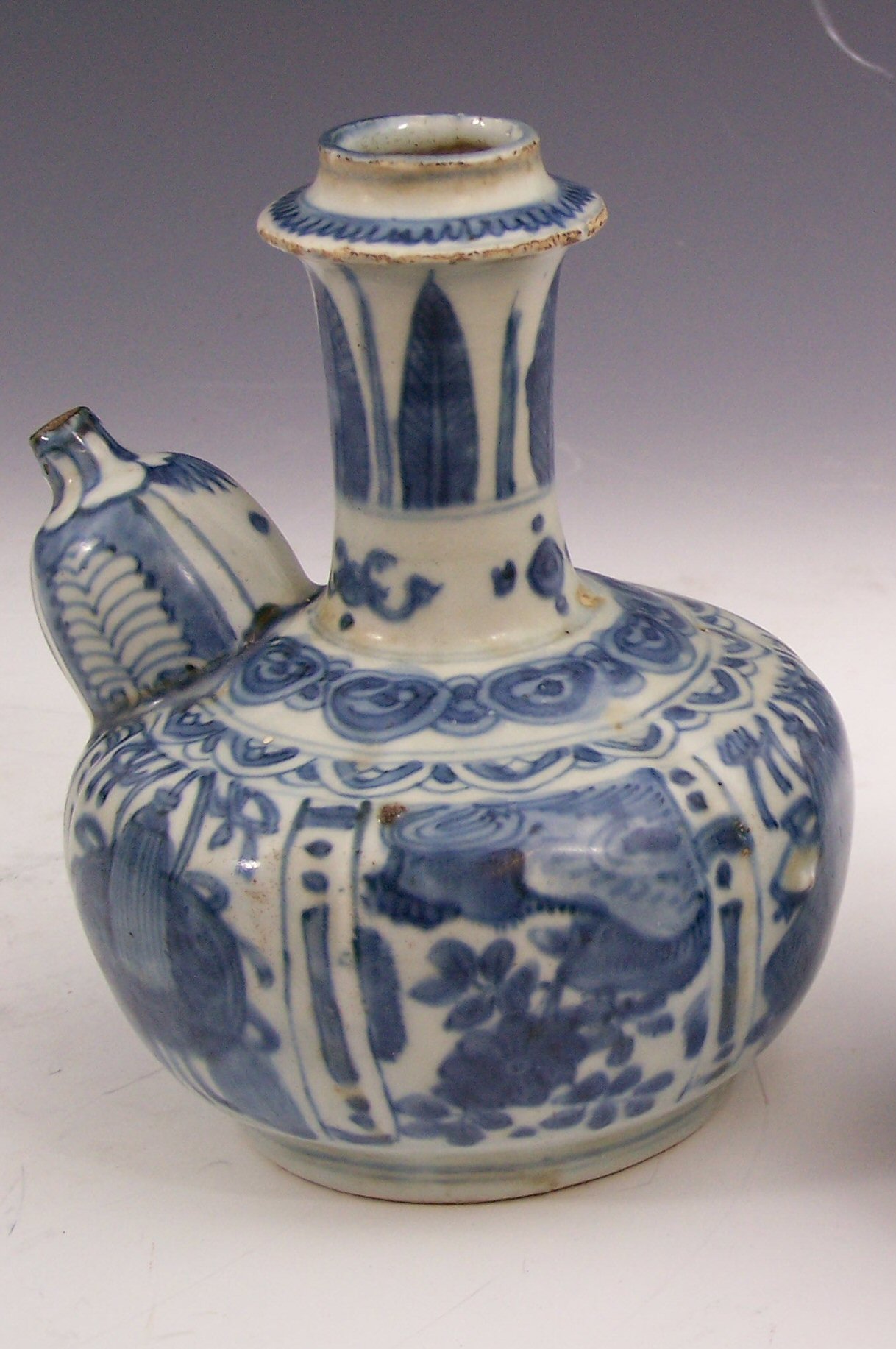 A Chinese blue painted kendi, 17th century,