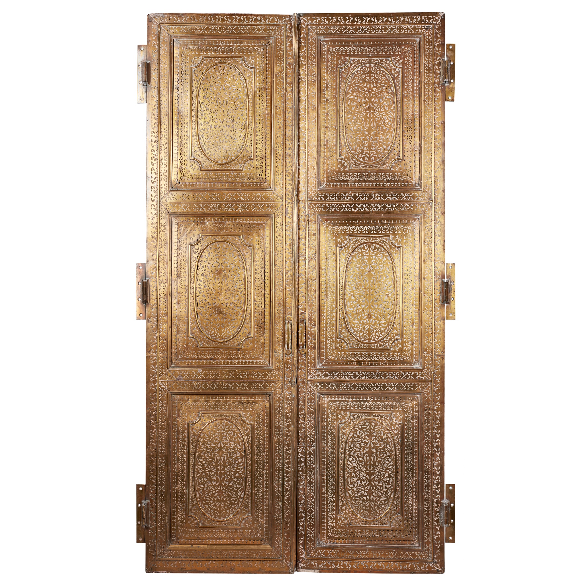 PAIR OF INDIAN BRASS FILIGREE DOORS