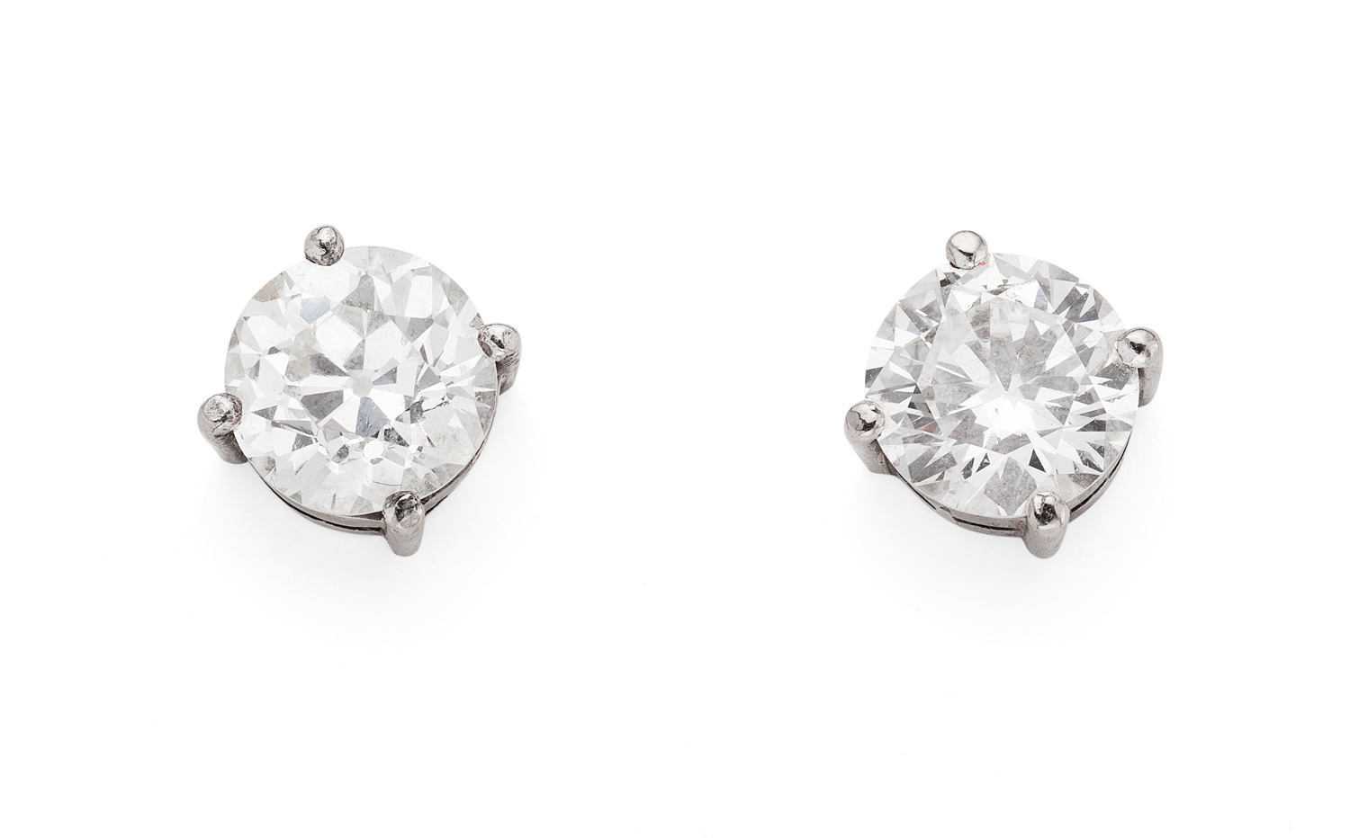 A matched pair of diamond set ear-studs