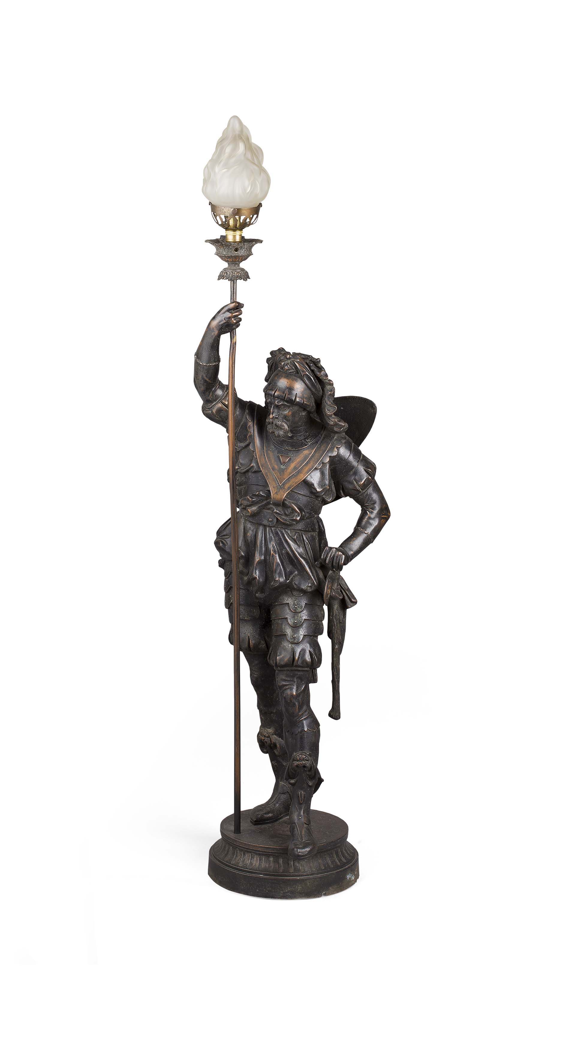 VICTORIAN BRONZED SPELTER FIGURAL FLOOR LAMP