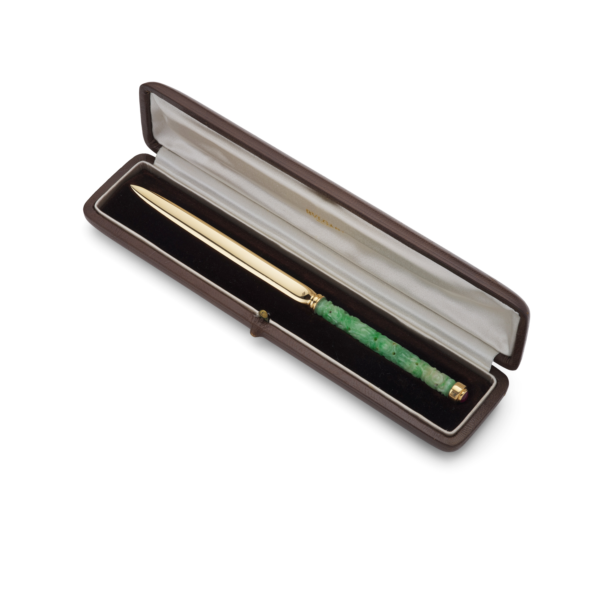 A carved jade letter opener, circa 1960