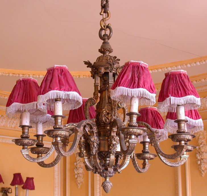 A gilt bronze eight light chandelier