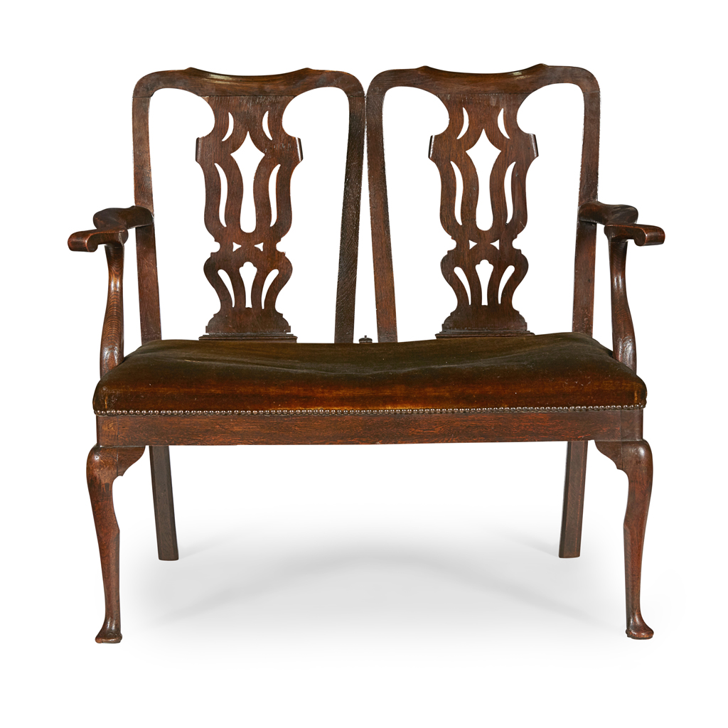 GEORGE II OAK DOUBLE CHAIRBACK SETTEE