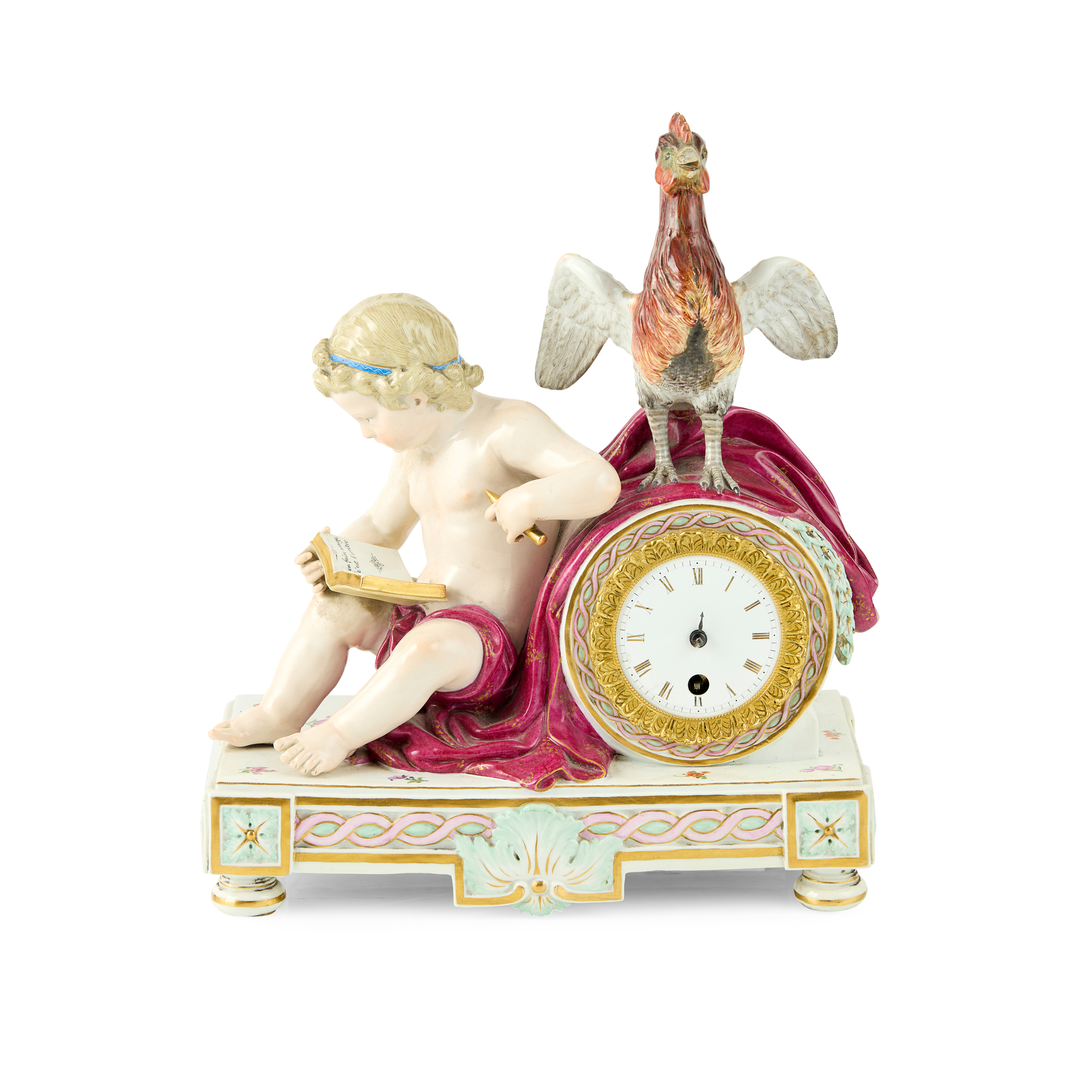 MEISSEN PORCELAIN FIGURAL MANTEL CLOCK