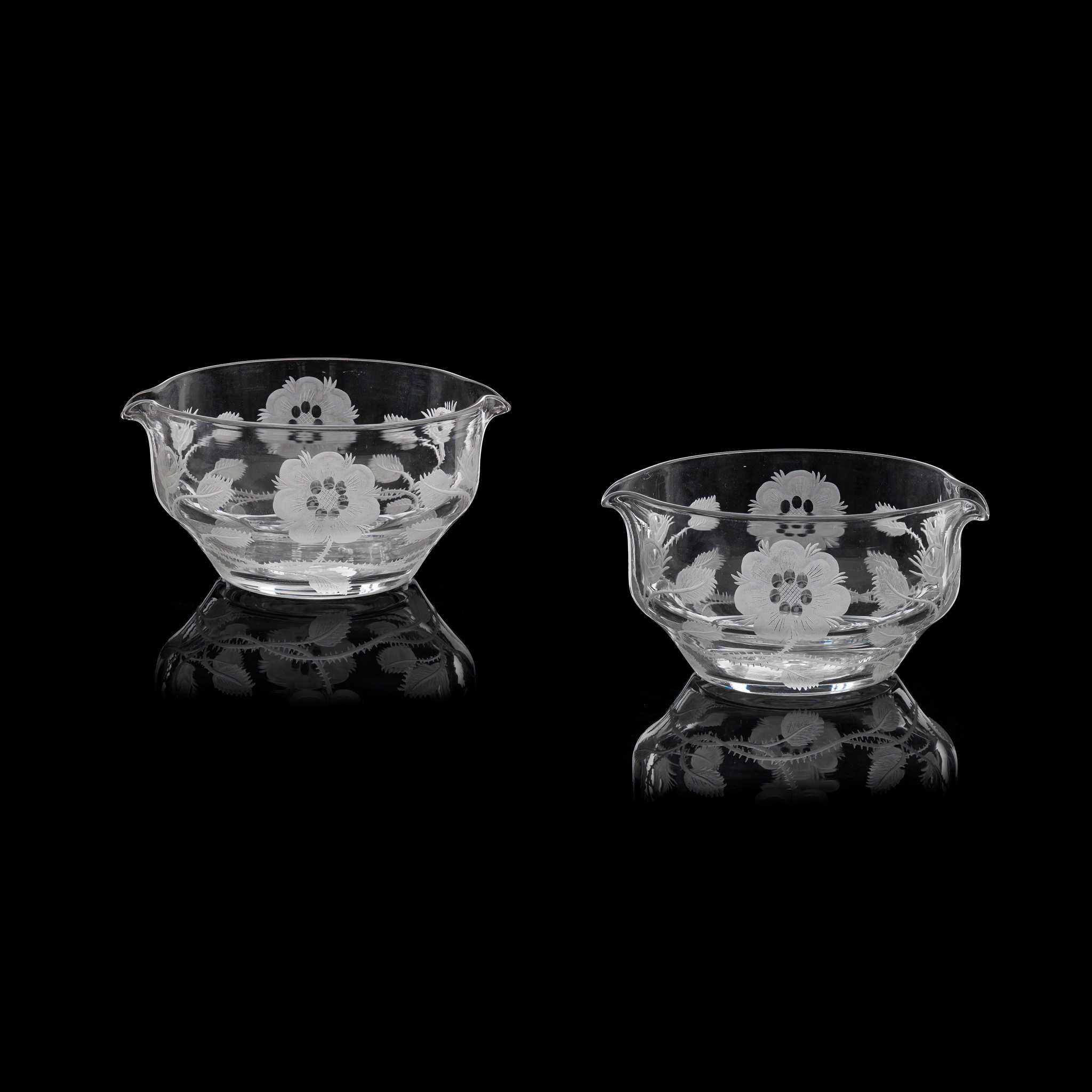 A RARE PAIR OF JACOBITE GLASS RINSERS