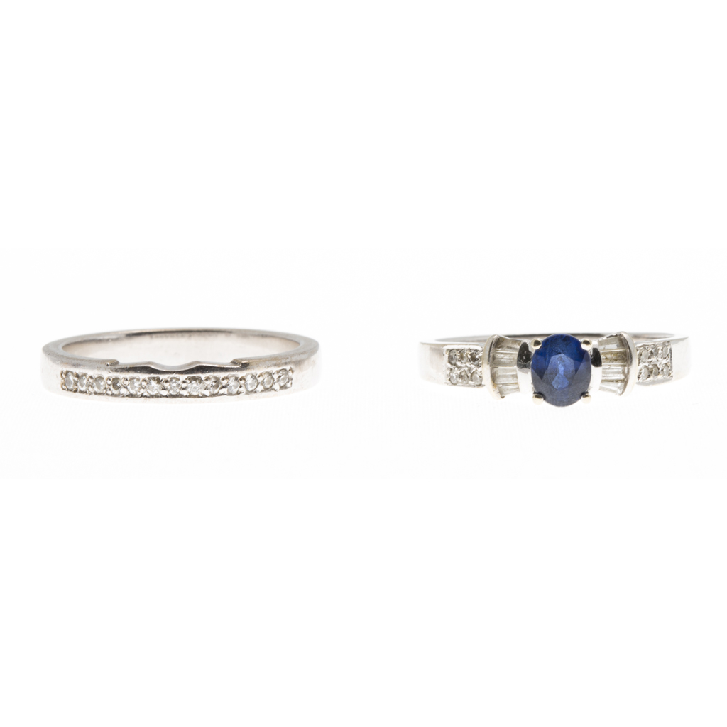A sapphire and diamond set ring