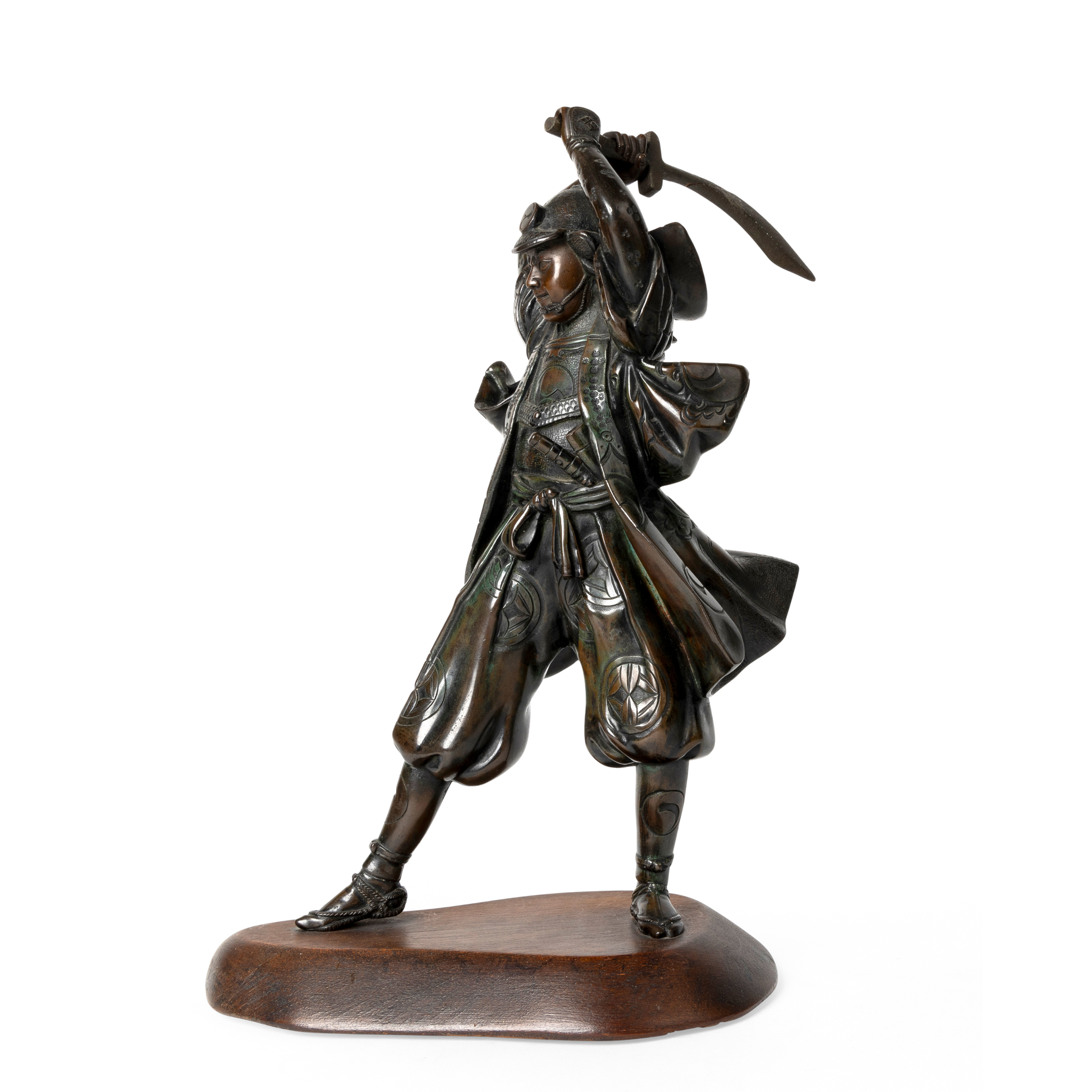 JAPANESE BRONZE OKIMONO OF A SAMURAI