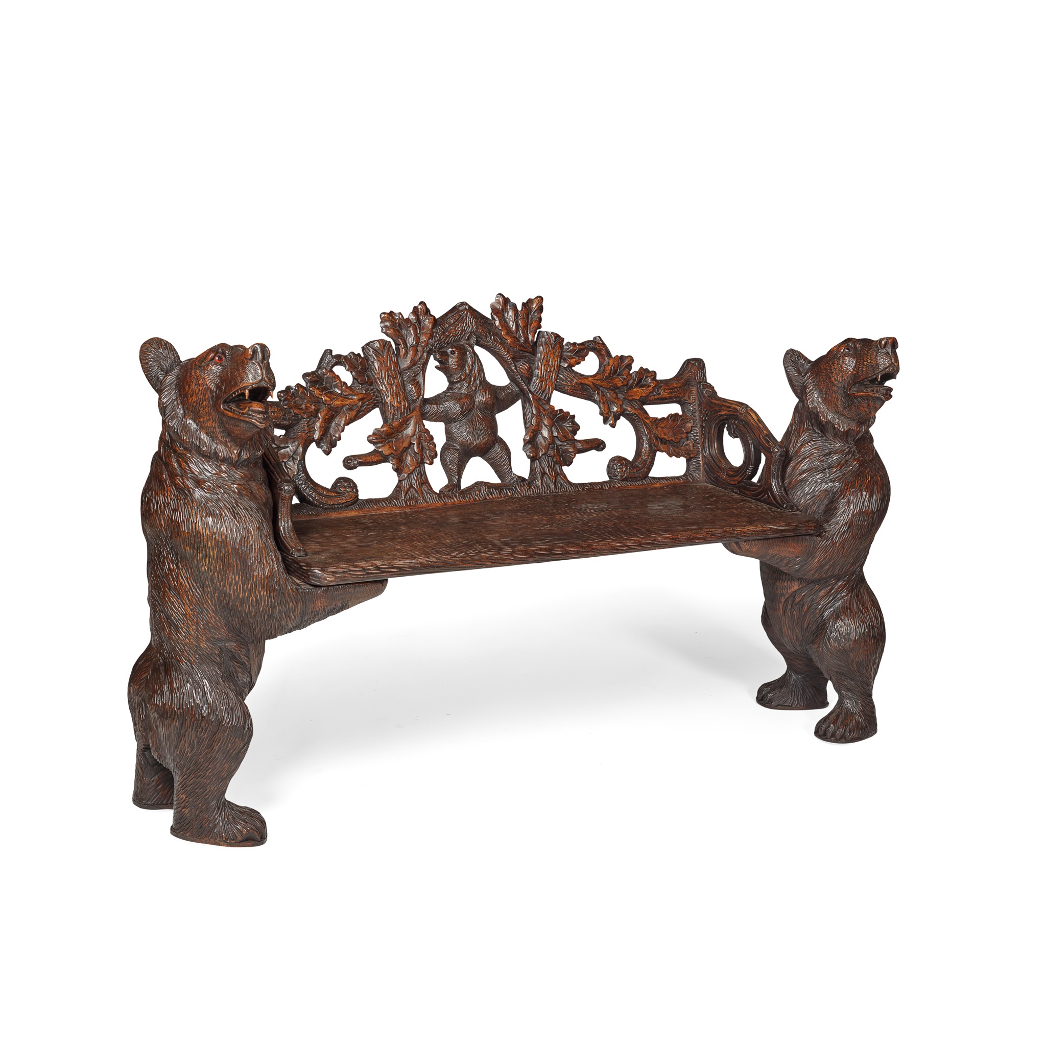 BLACK FOREST CARVED BEAR BENCH