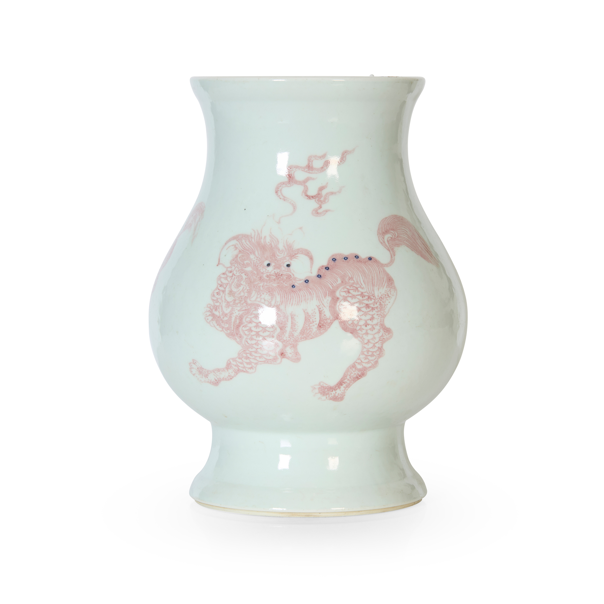 CHINESE COPPER-RED 'MYTHICAL BEAST' VASE, ZUN