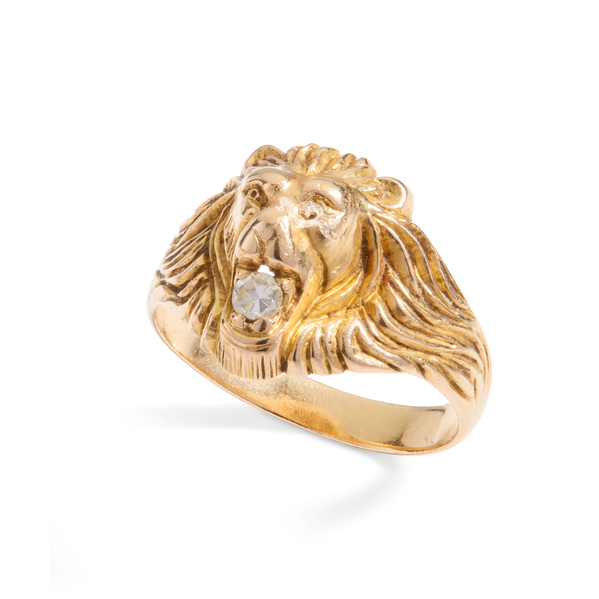 A diamond 'Lion' signet ring